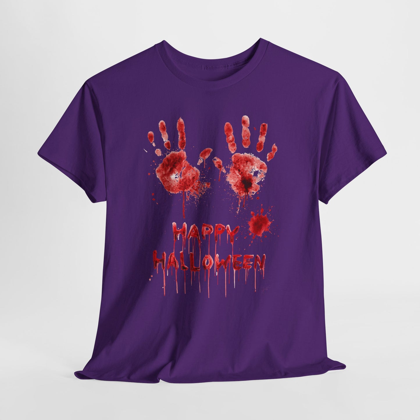 Happy Halloween Blood Handprints T-Shirt - Dripping Horror Tee