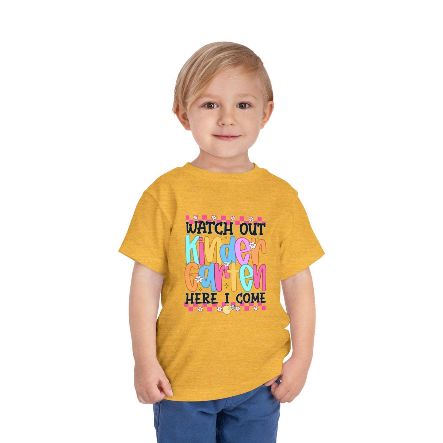 Watch Out Kindergarten Shirt - Fun Toddler Back to School Tee, Colorful First Day of Kindergarten Outfit, Here I Come Shirt for Kids