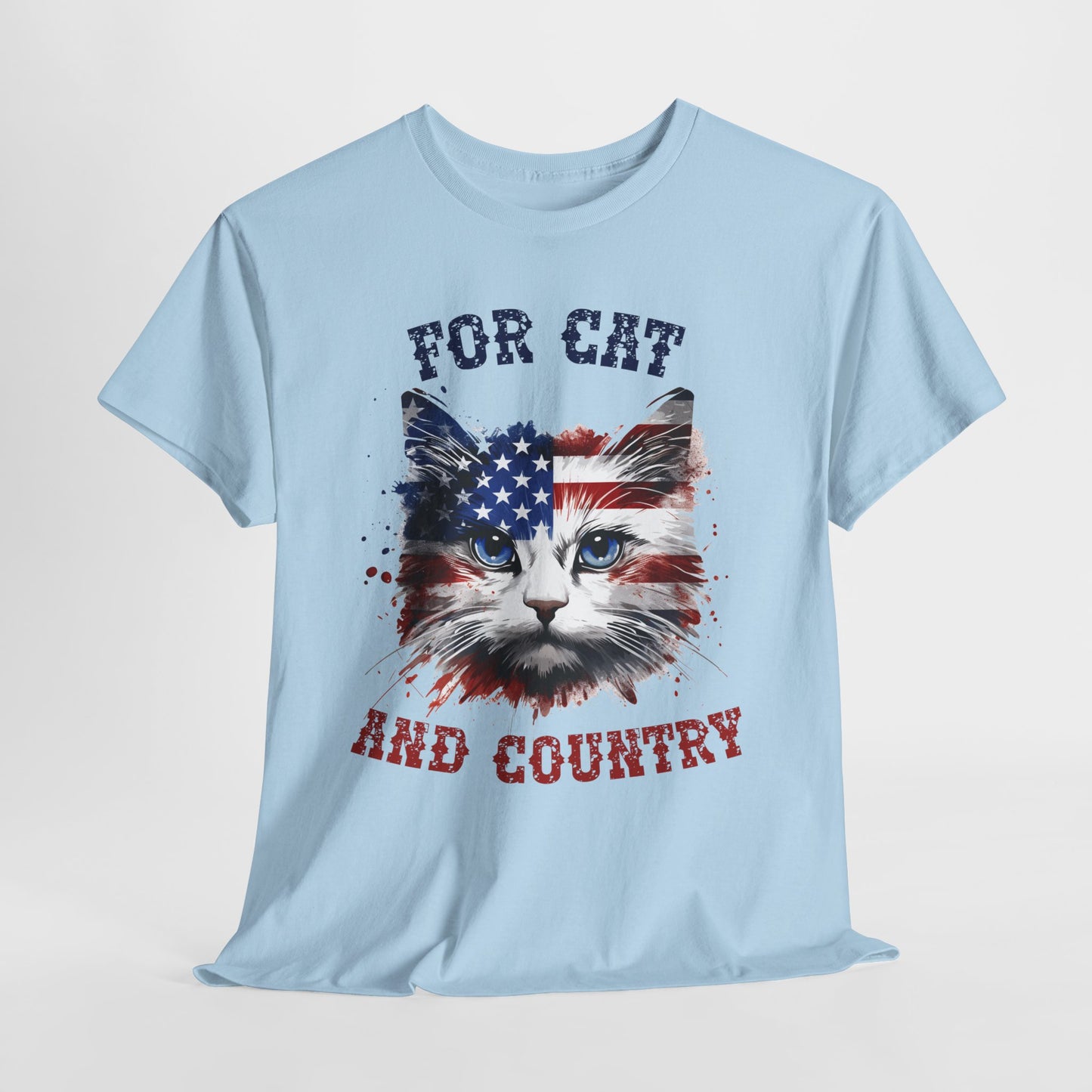 For Cat and Country Shirt - Patriotic USA Flag Cat Tee