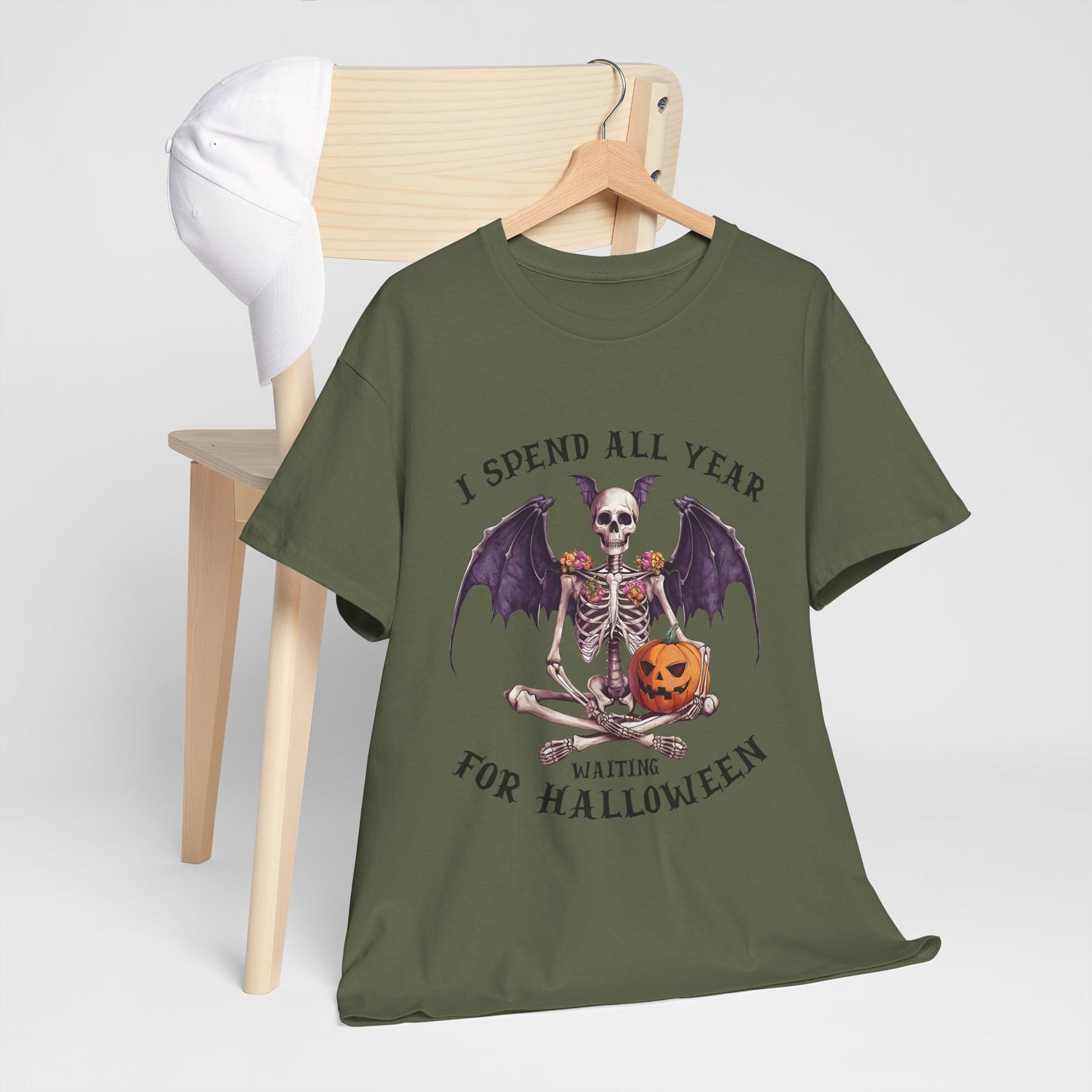 Koszulka z nietoperzowym szkieletem i dynią – gotycka koszulka na Halloween z dynią Jack-o-Lantern, upiorny prezent na święta dla kobiet i mężczyzn