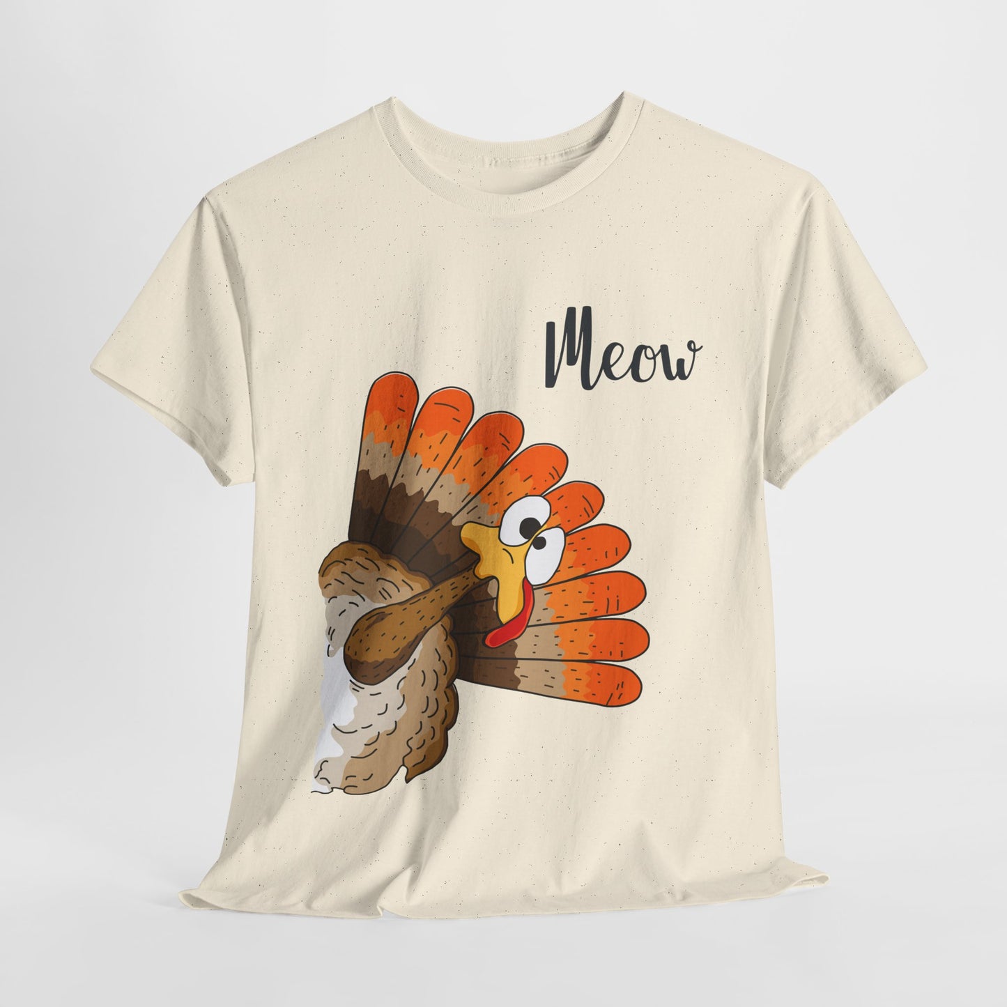 Funny Cat Turkey T-Shirt - Thanksgiving Meow Cat Lover Tee