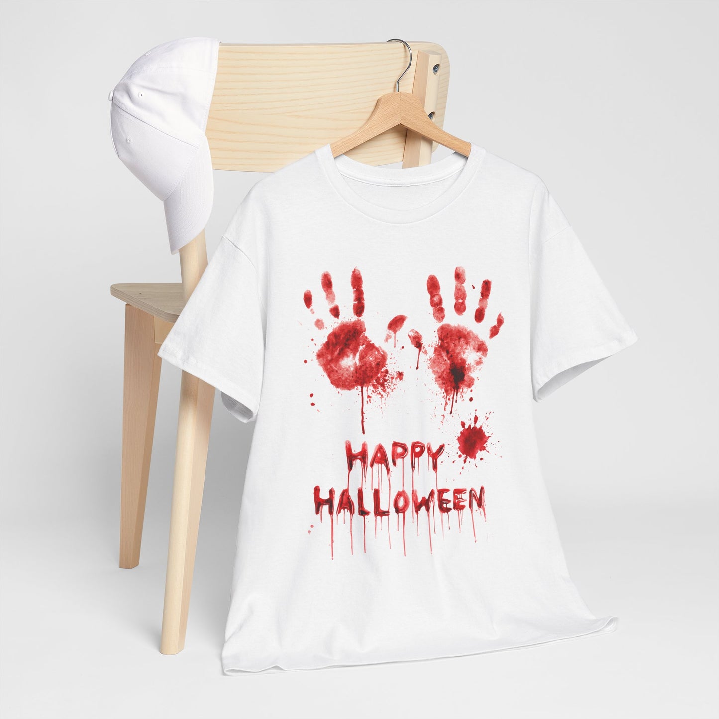 Happy Halloween Blood Handprints T-Shirt - Dripping Horror Tee