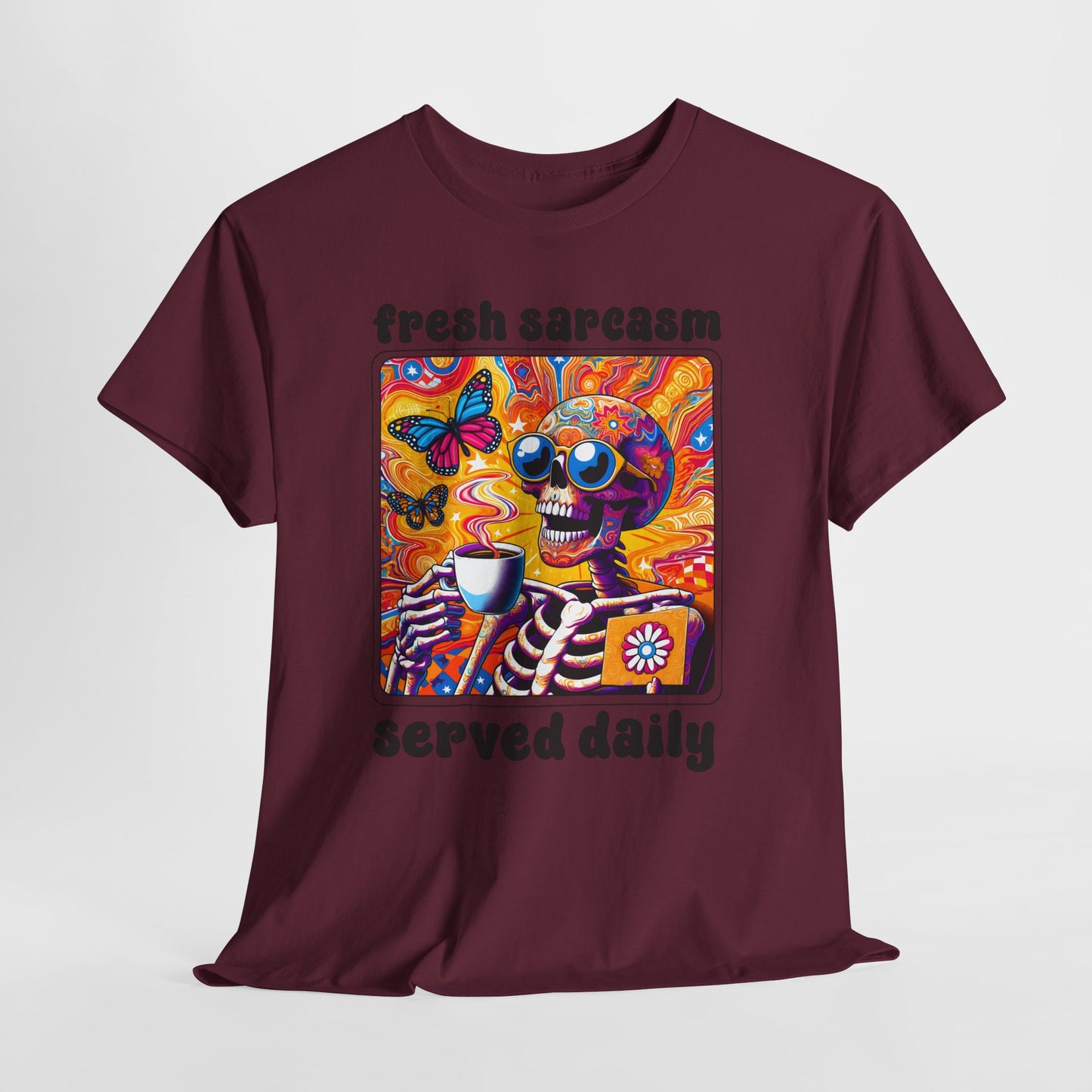 Psychedelic Coffee Skeleton T-Shirt - Trippy Boho Butterfly Tee