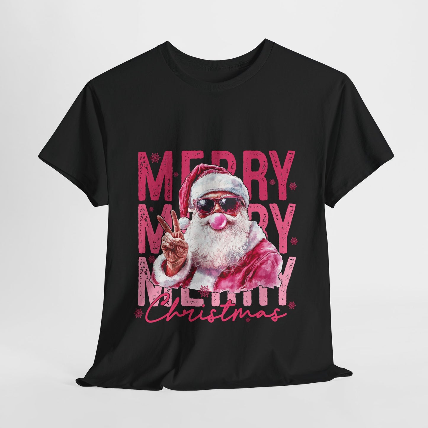 Cool Santa Bubblegum T-Shirt - Pink Merry Christmas Tee
