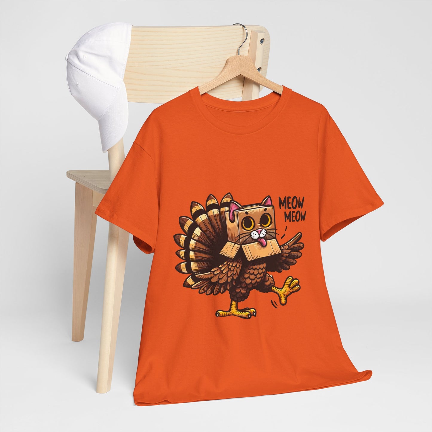 Funny Turkey Cat T-Shirt - Thanksgiving Meow Meow Cat Lover Tee