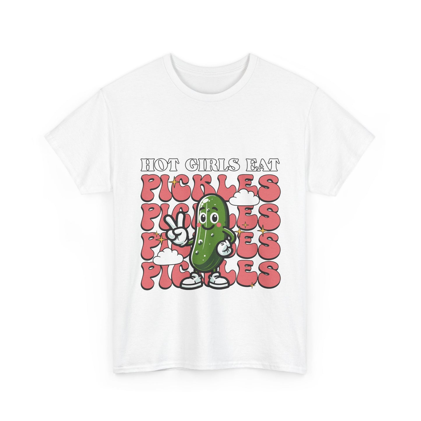 Hot Girls Eat Pickles Shirt - Funny Pickle Lover Gift for Women, Trendy Cartoon Cucumber Tee, Retro Food Humor T-Shirt