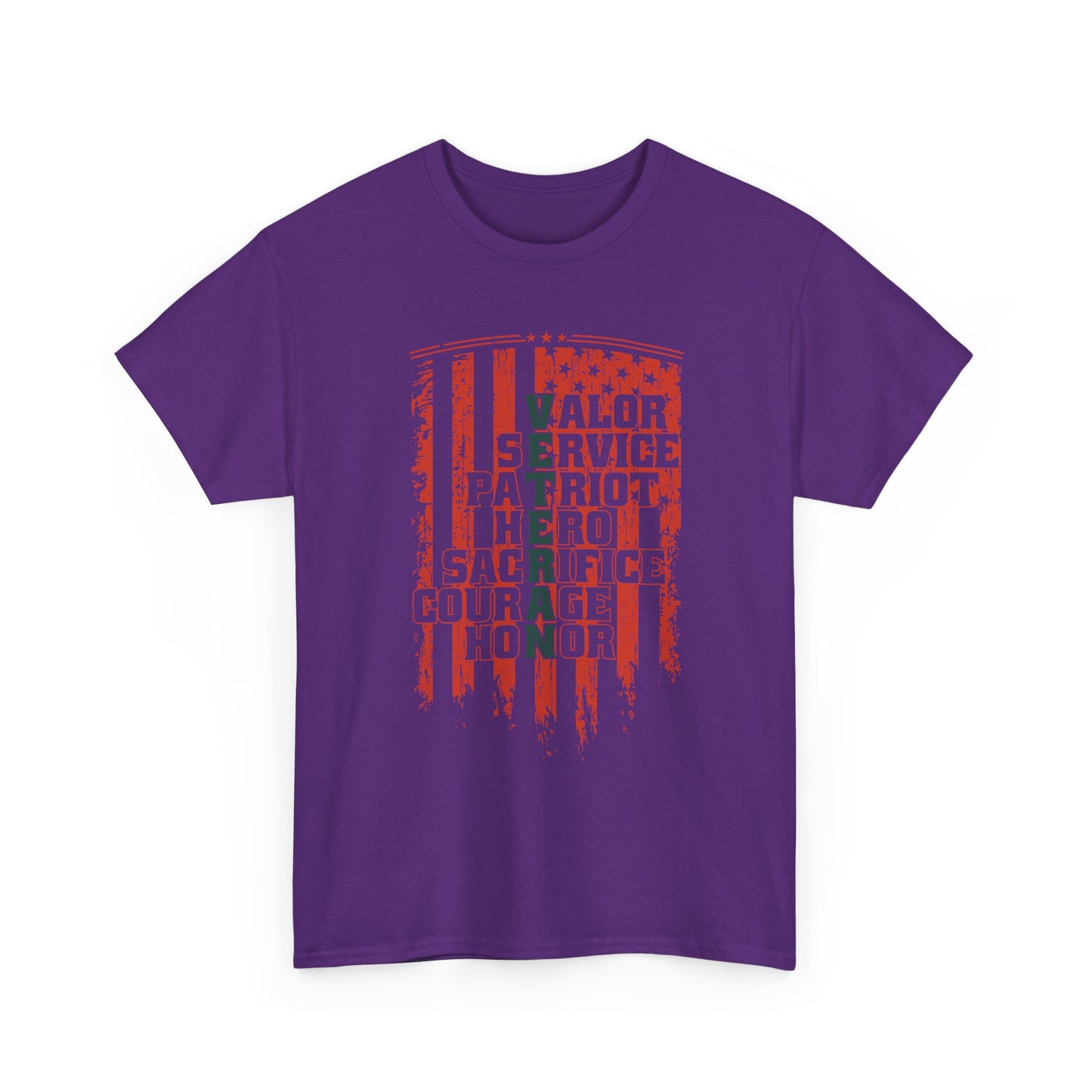 Veteran Word Art T-Shirt - Military Acronym Flag Tee