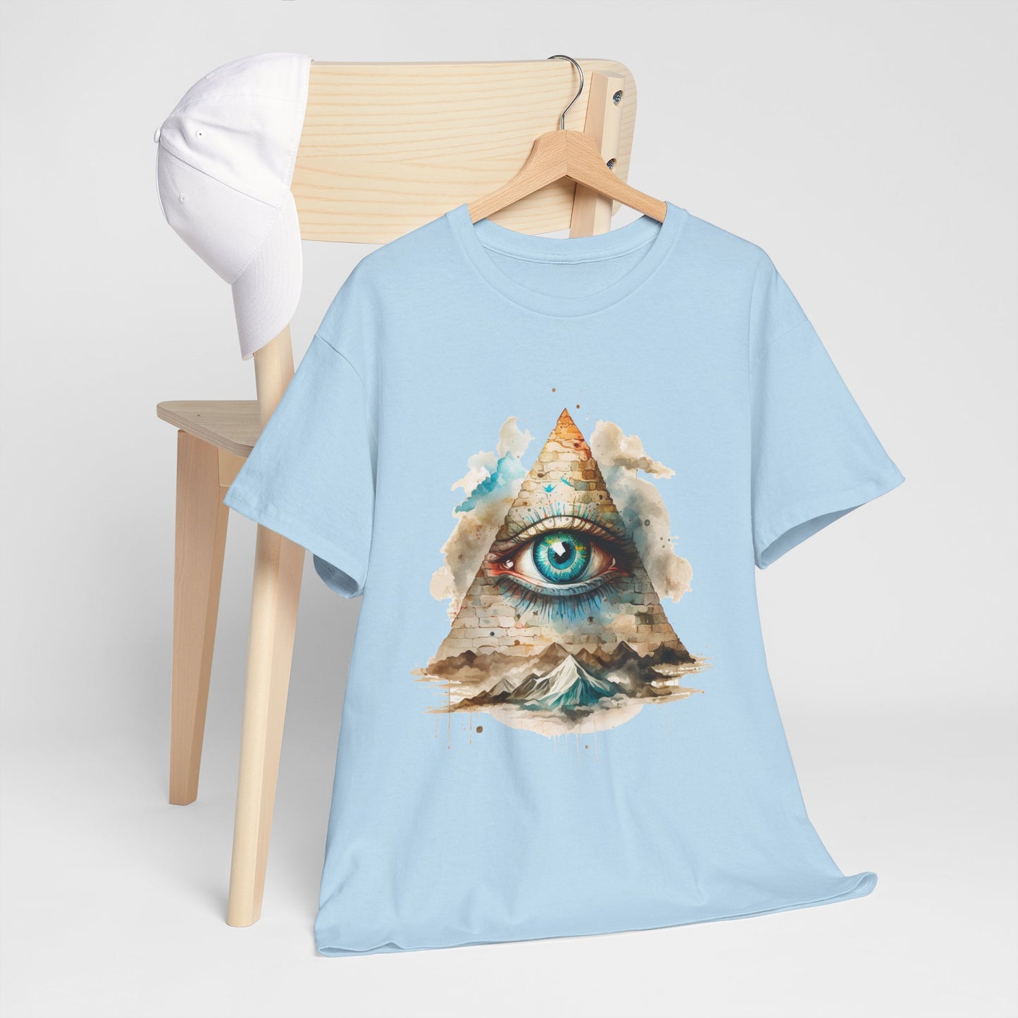 All-Seeing Eye Pyramid T-Shirt - Watercolor Illuminati Aesthetic Tee
