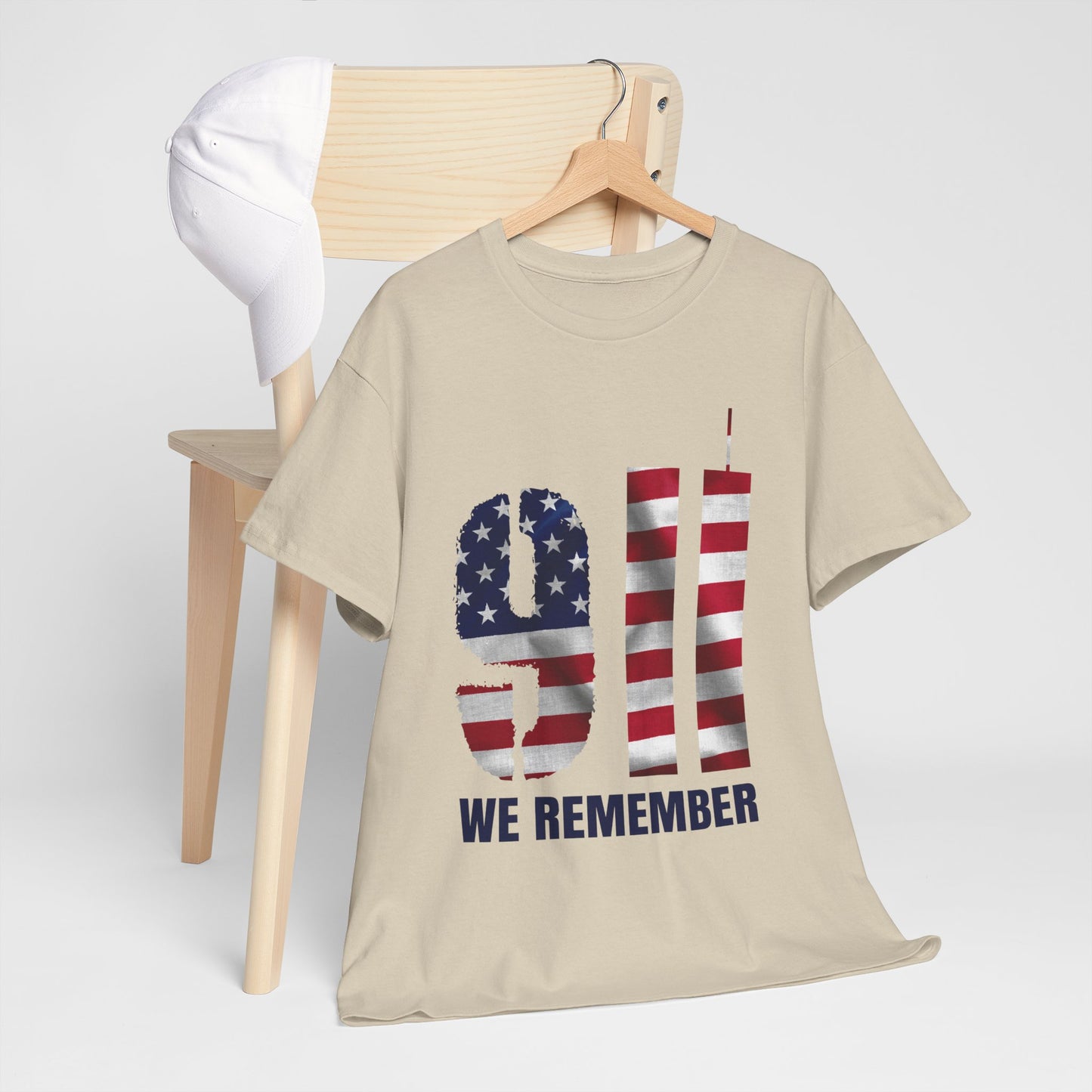 9/11 We Remember T-Shirt - American Flag Twin Towers Memorial Tee