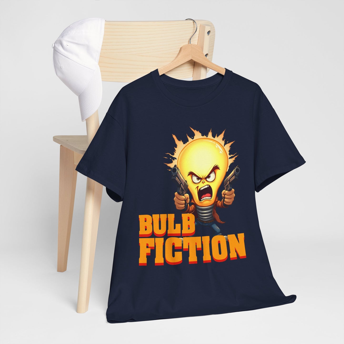 Bulb Fiction Shirt – Funny Movie Parody Tee, Pulp Fiction Lamp Cartoon t-Shirt