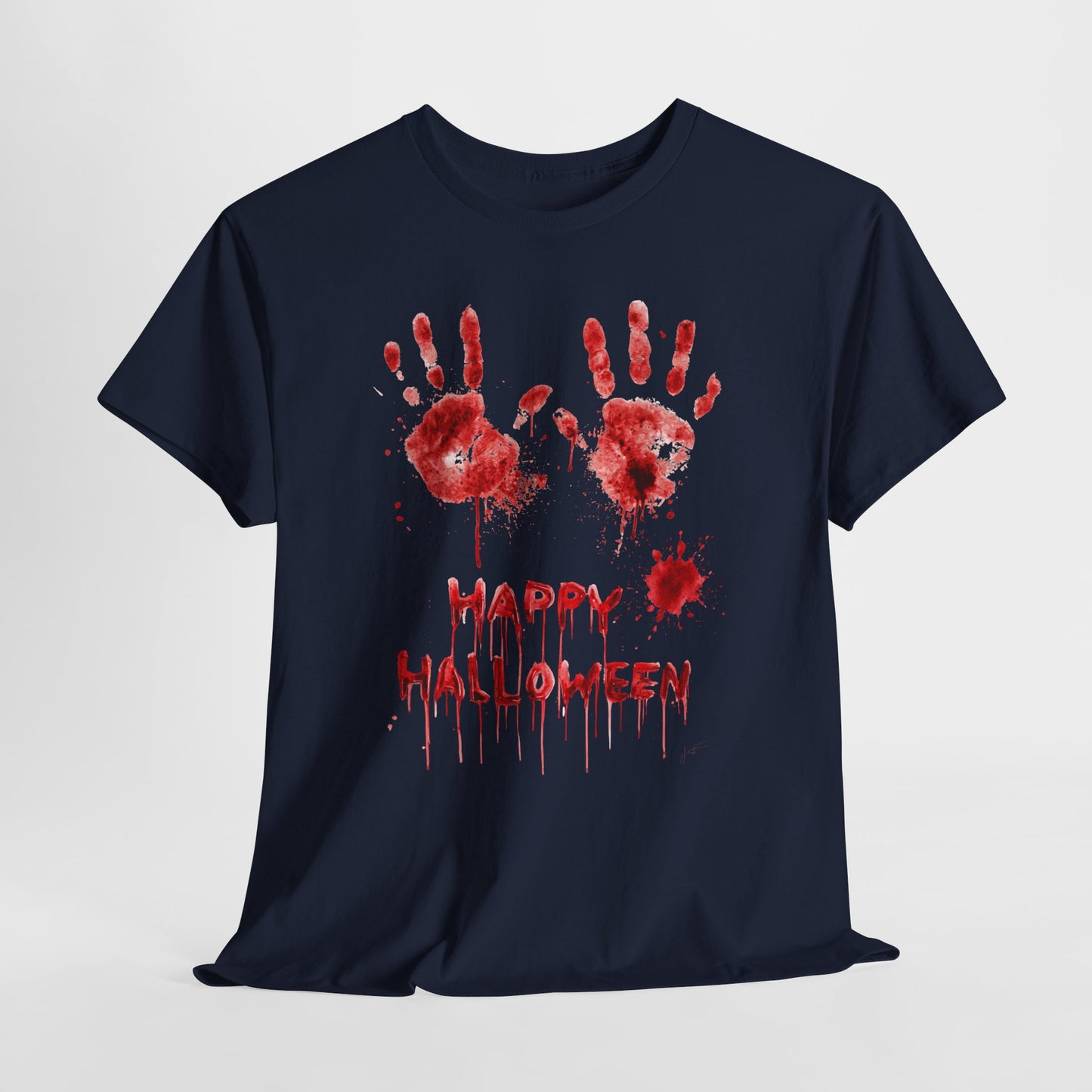 Happy Halloween Blood Handprints T-Shirt - Dripping Horror Tee