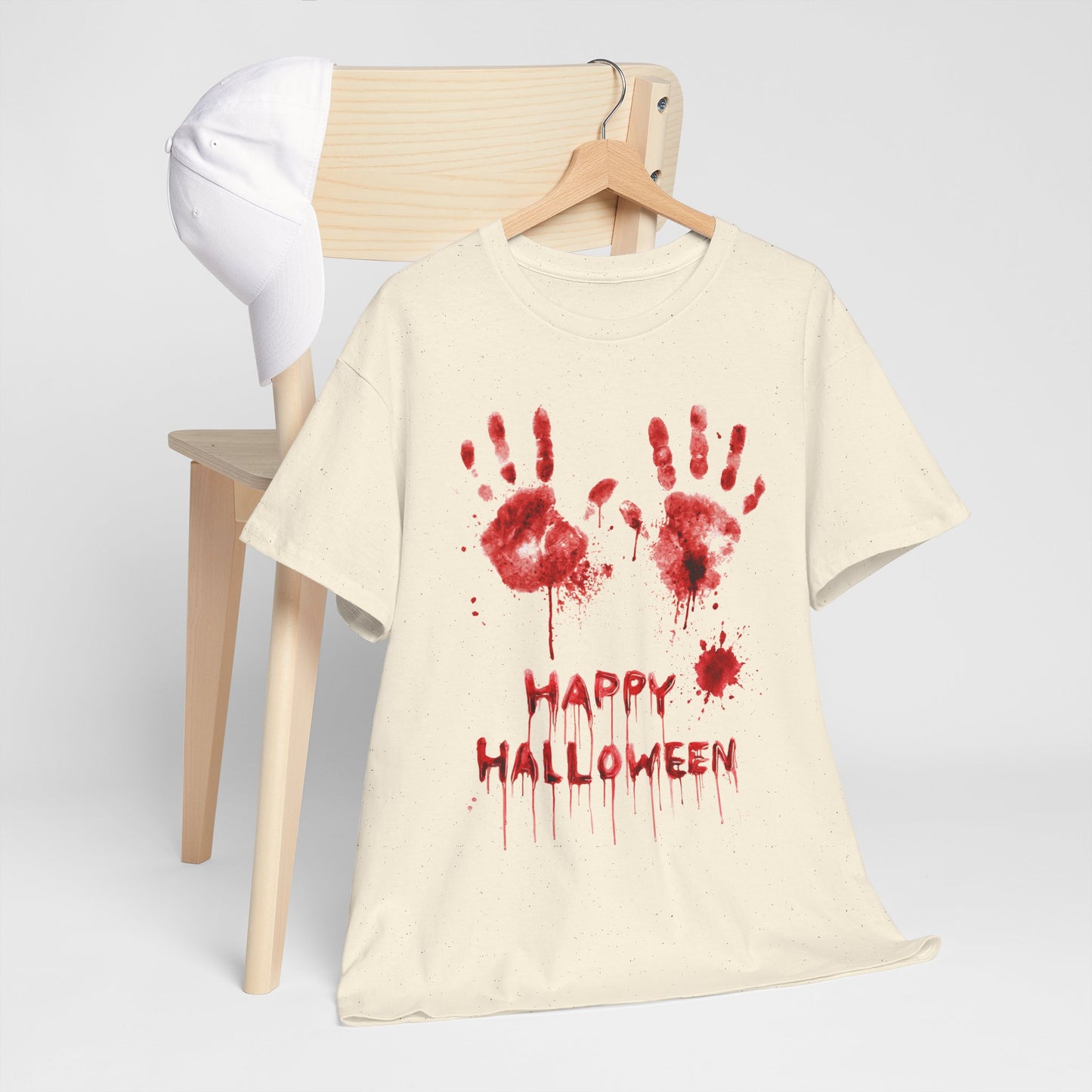 Happy Halloween Blood Handprints T-Shirt - Dripping Horror Tee