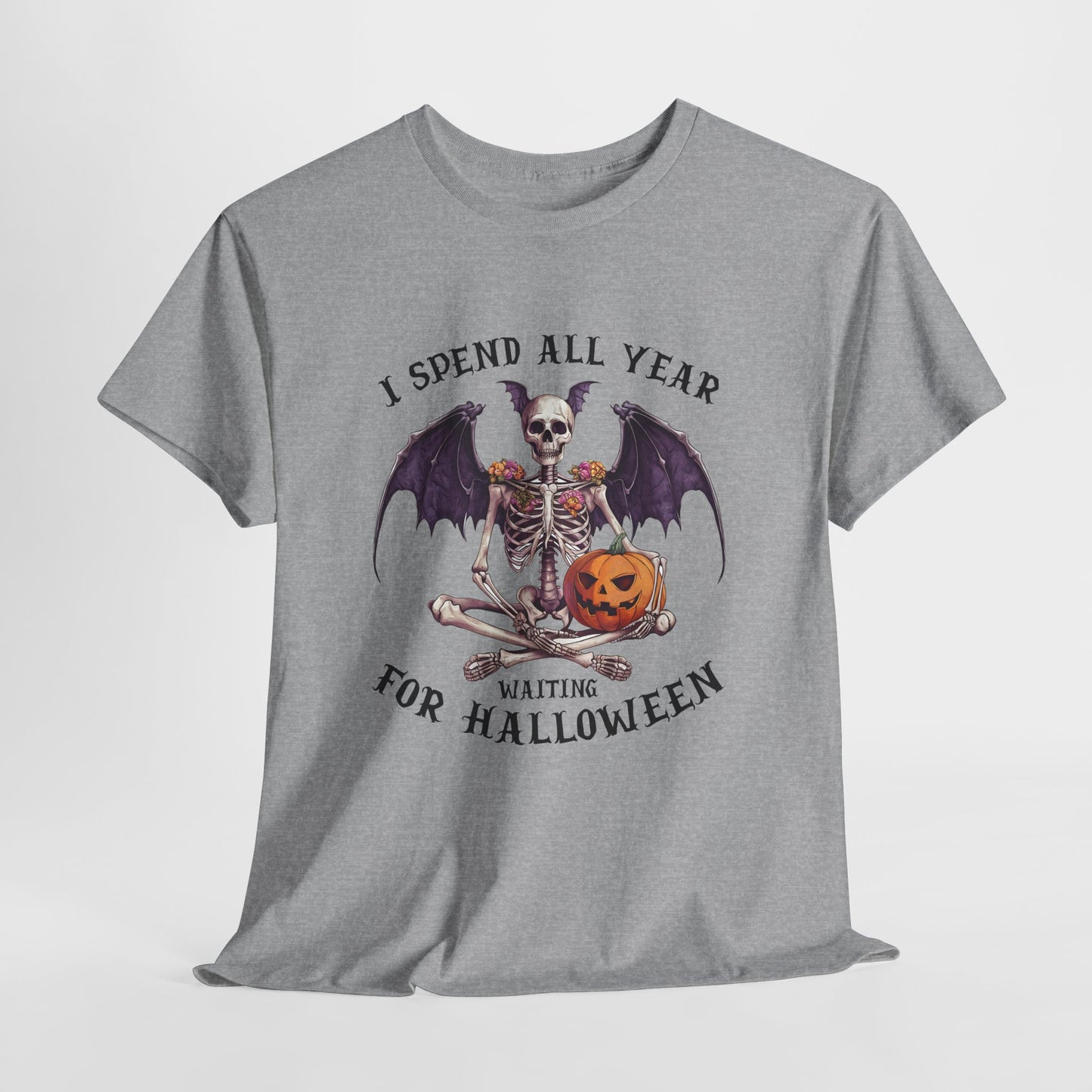 Koszulka z nietoperzowym szkieletem i dynią – gotycka koszulka na Halloween z dynią Jack-o-Lantern, upiorny prezent na święta dla kobiet i mężczyzn