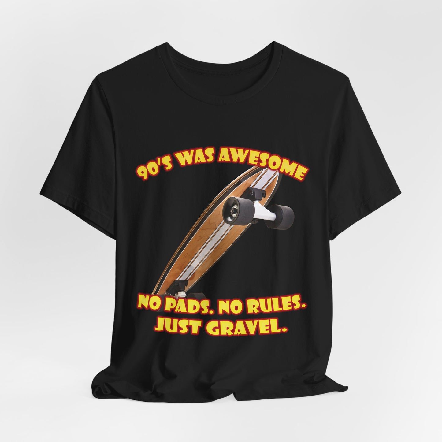 Koszulka do skateboardingu „No Pads No Rules” – koszulka Gravel z lat 90.