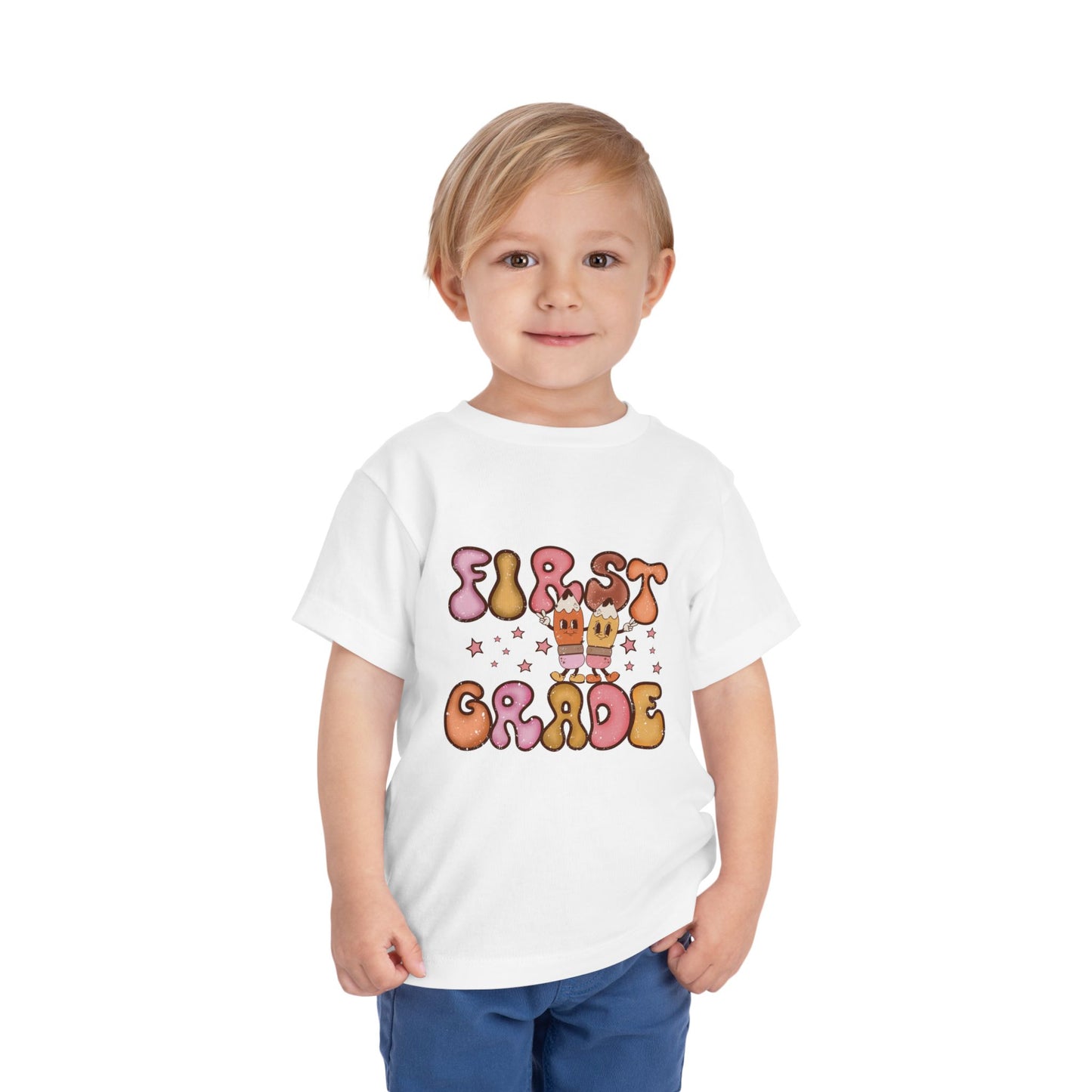First Grade Bubble Letters T-Shirt | Cute Retro Back to School Kids Tee
