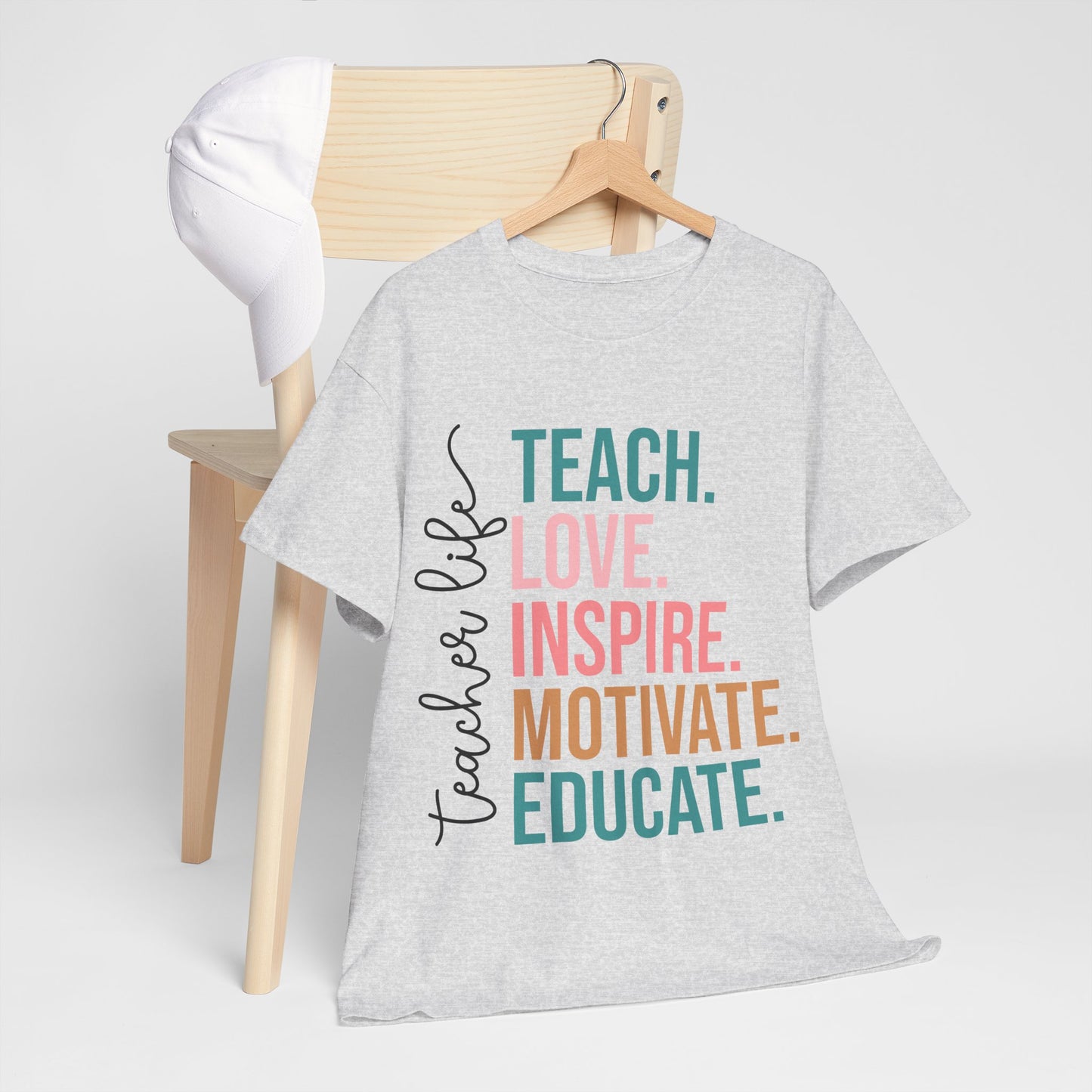 Teach Love Inspire Motivate Educate Shirt - Minimalist Teacher Life Tee, Positive Education Shirt Gift for Educators & Coaches