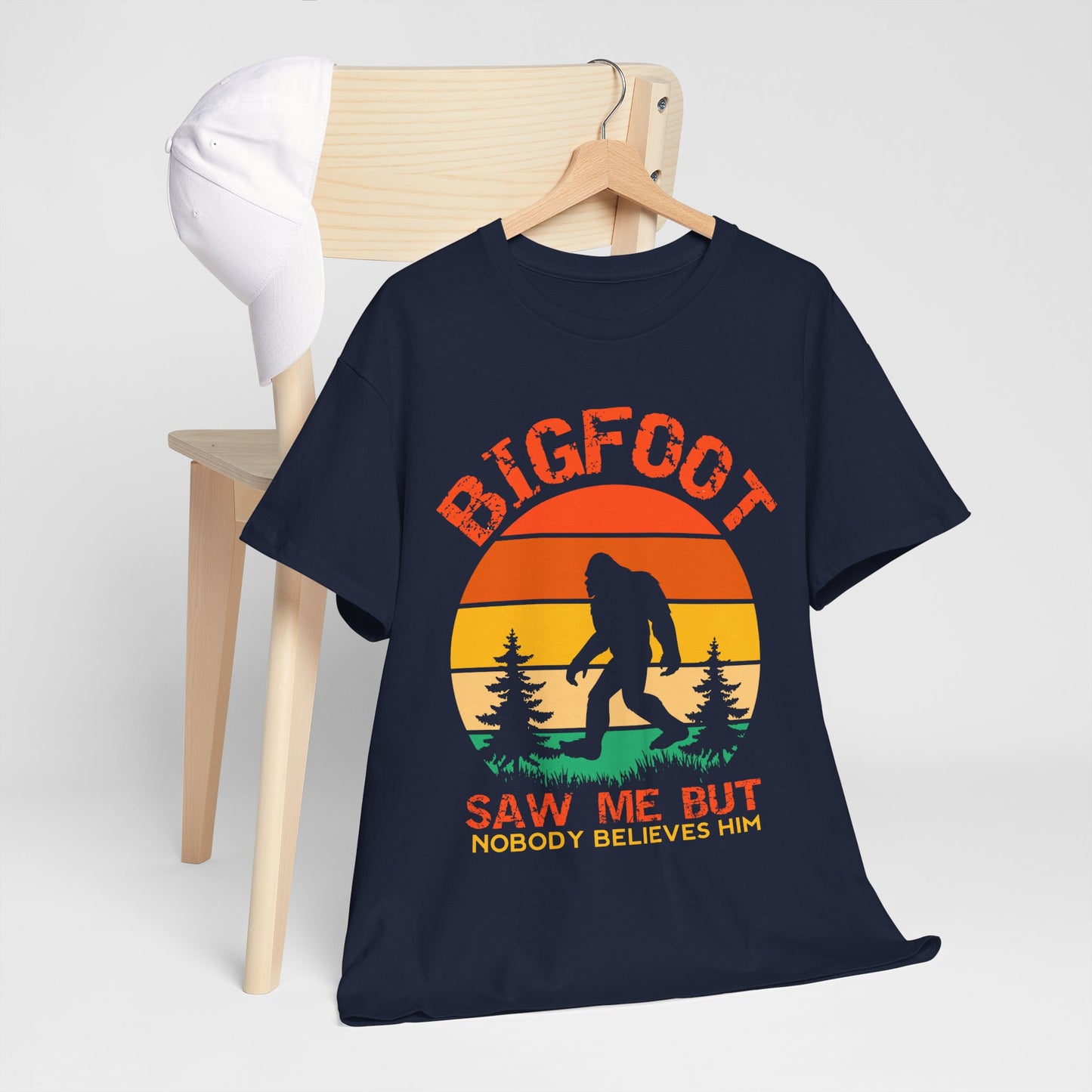 Bigfoot Saw Me But Nobody Believes Him T-Shirt - Retro Camping Cryptid Tee