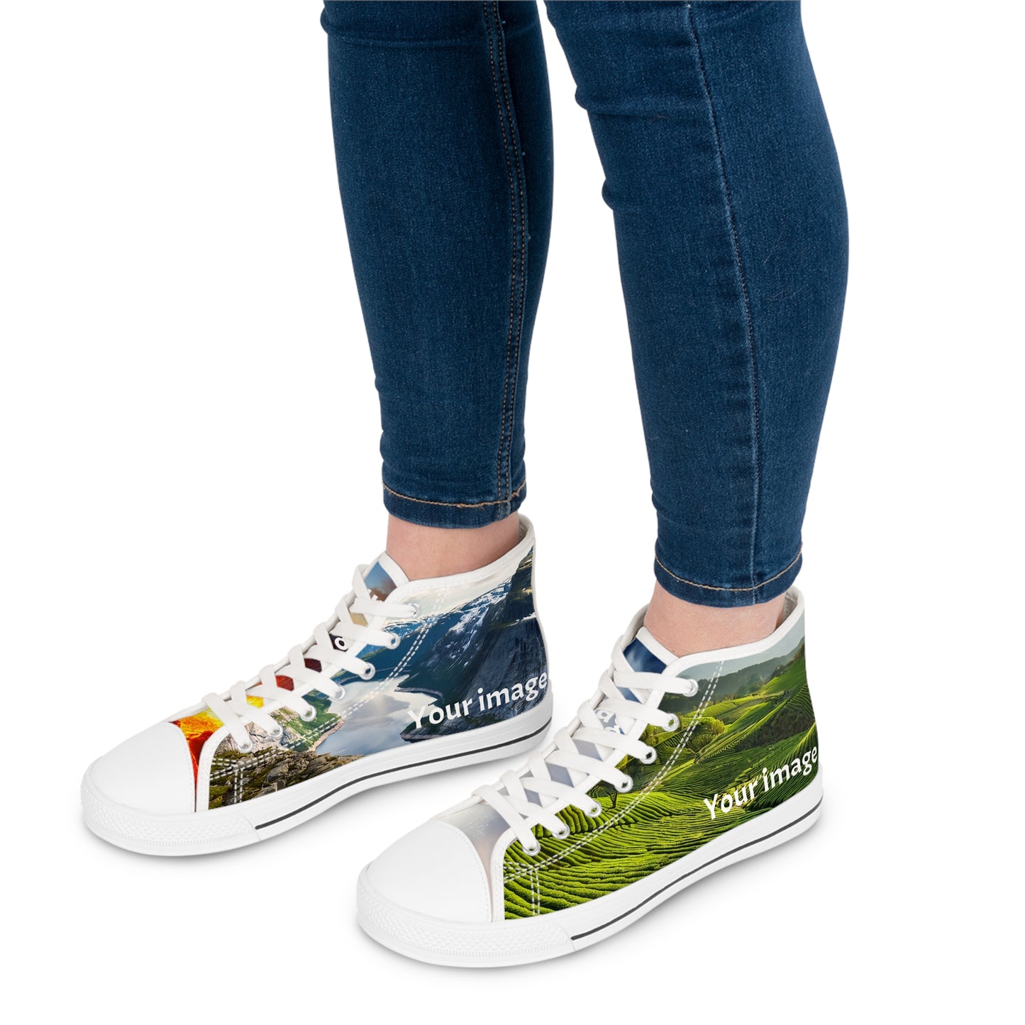 Womens High-Top Photo Sneakers - Personalized Picture Shoes for Her, Absolutely Awesome Custom Artwork on Each Panel