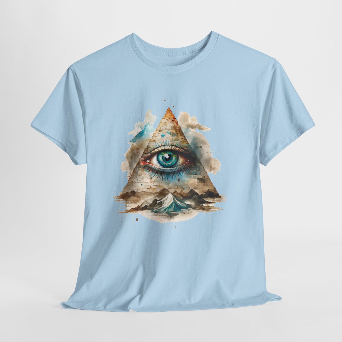 All-Seeing Eye Pyramid T-Shirt - Watercolor Illuminati Aesthetic Tee