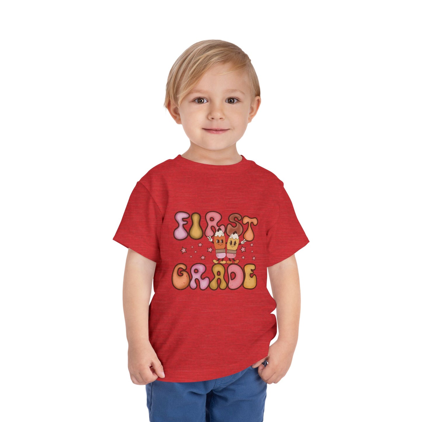 First Grade Bubble Letters T-Shirt | Cute Retro Back to School Kids Tee
