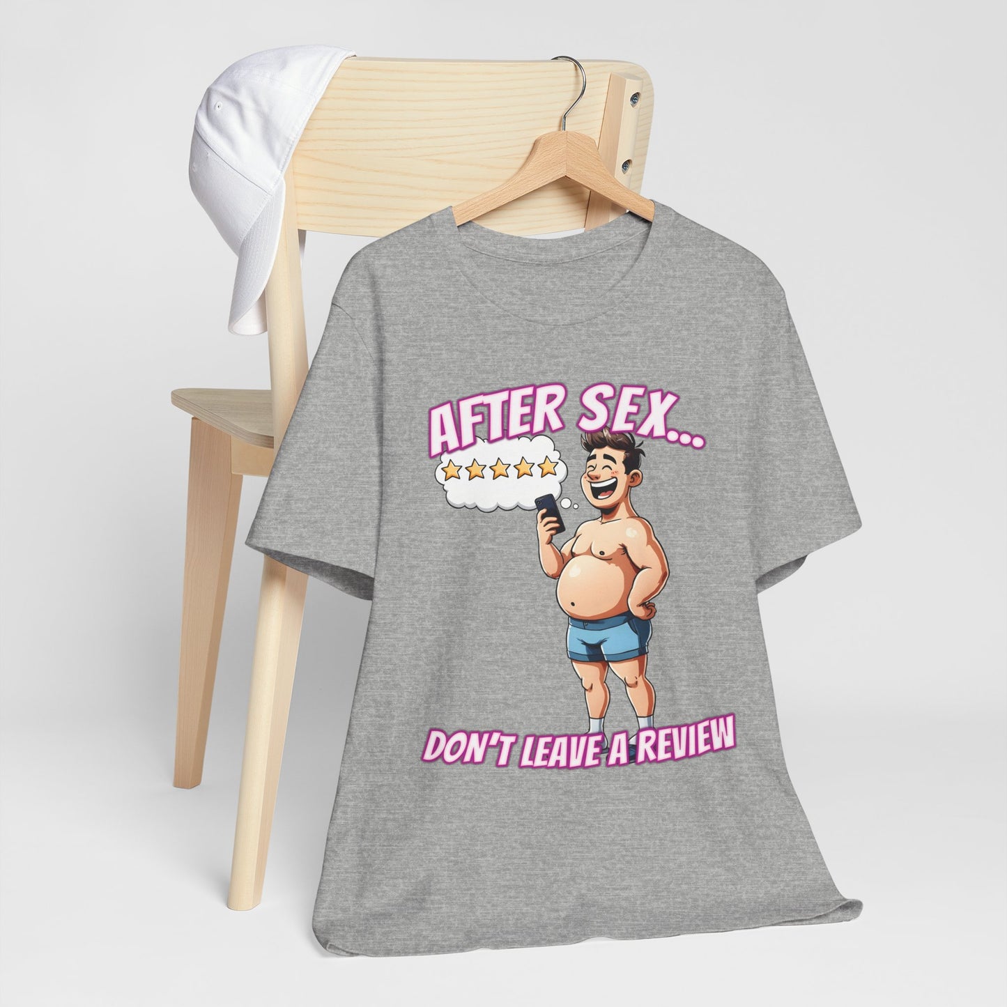 After Sex Don't Leave a Review Shirt - Funny 5 Star Guy Cartoon Tee - Sarcastic Dating Humor T-Shirt for Men