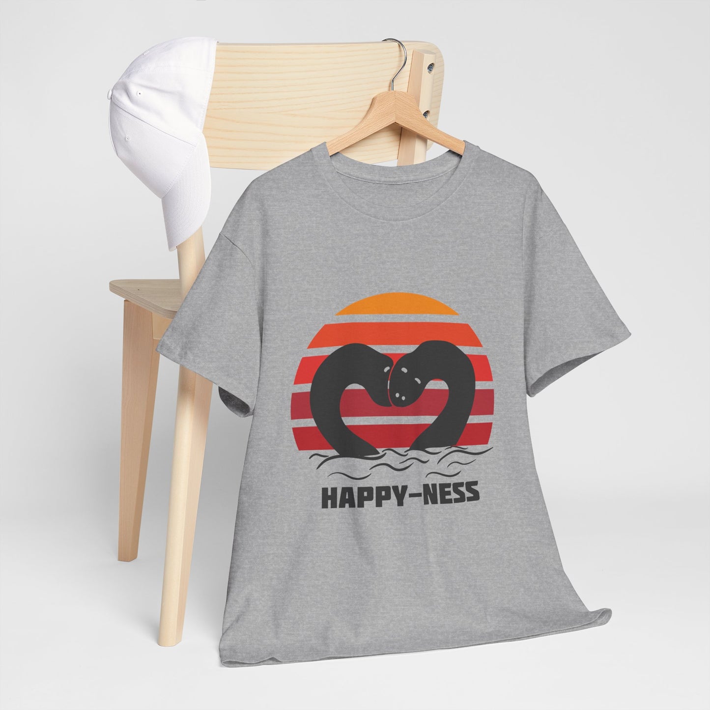 Happy-Ness Loch Ness Shirt - Cute Nessie Heart Retro Sunset Tee - Scotland Souvenir