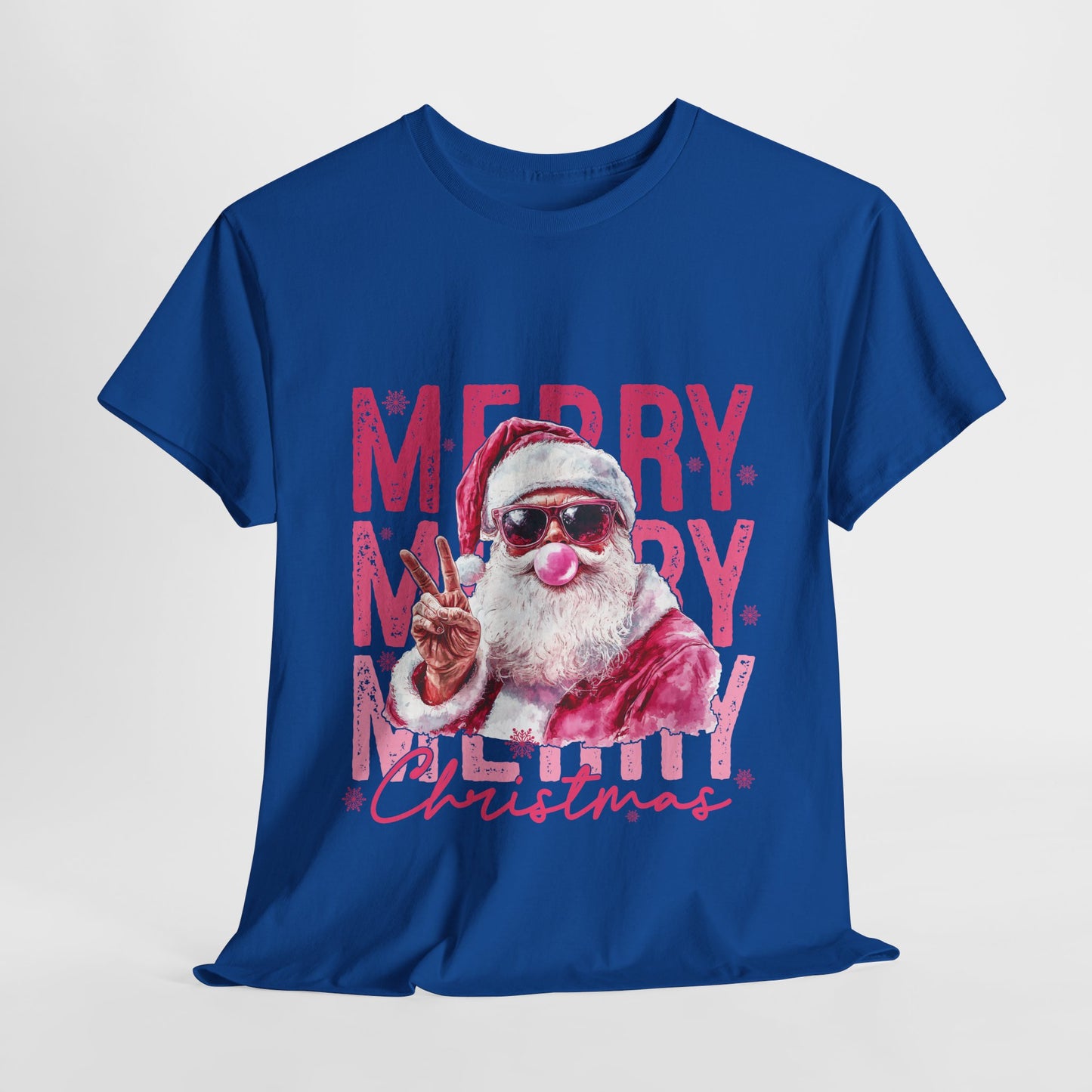 Cool Santa Bubblegum T-Shirt - Pink Merry Christmas Tee