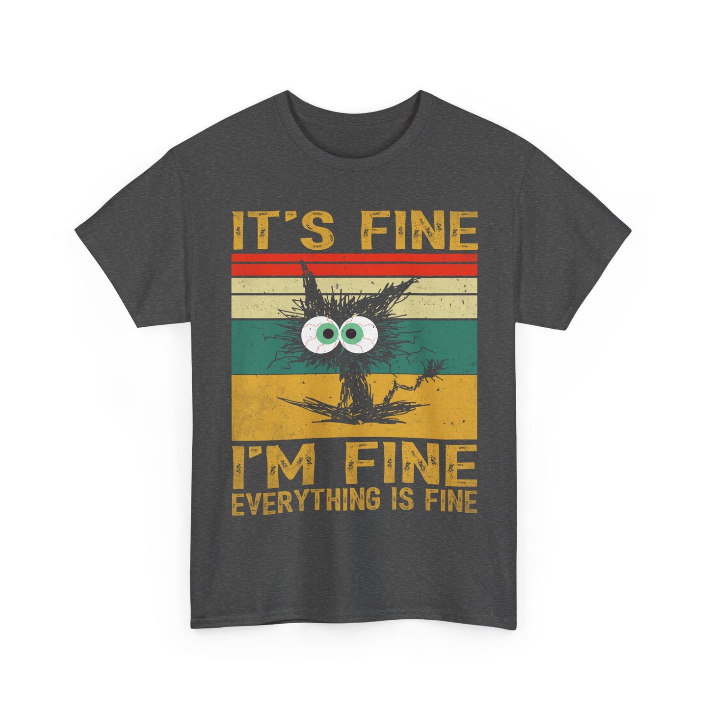 It’s Fine I’m Fine Shirt - Funny Stressed Cat Retro Tee