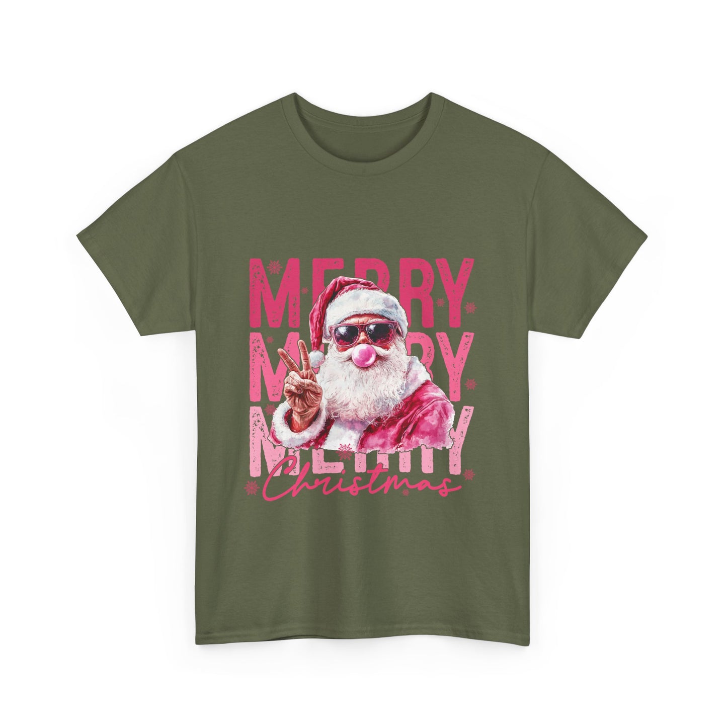 Cool Santa Bubblegum T-Shirt - Pink Merry Christmas Tee