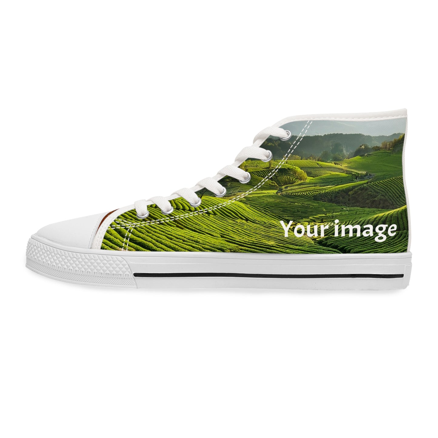 Womens High-Top Photo Sneakers - Personalized Picture Shoes for Her, Absolutely Awesome Custom Artwork on Each Panel