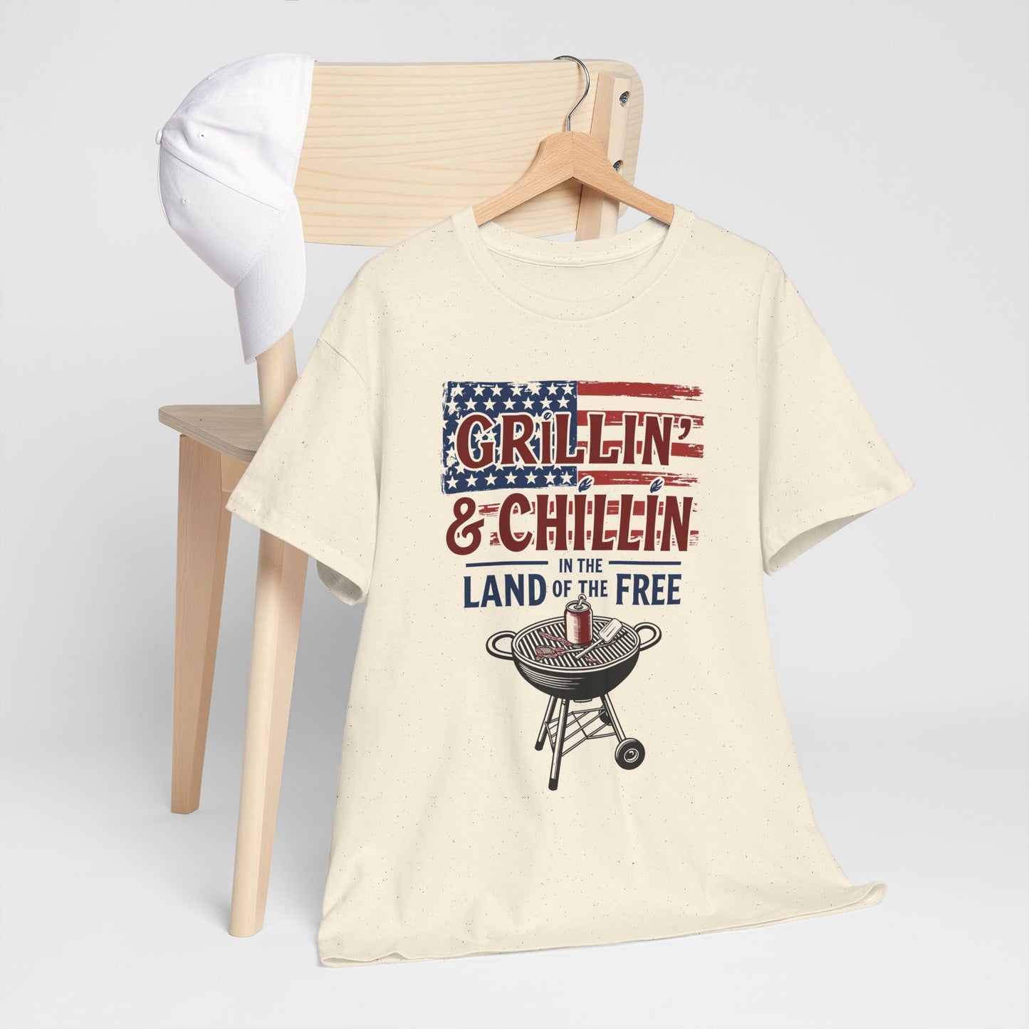 Grillin and Chillin T-Shirt - Funny Patriotic BBQ 4th of July Tee