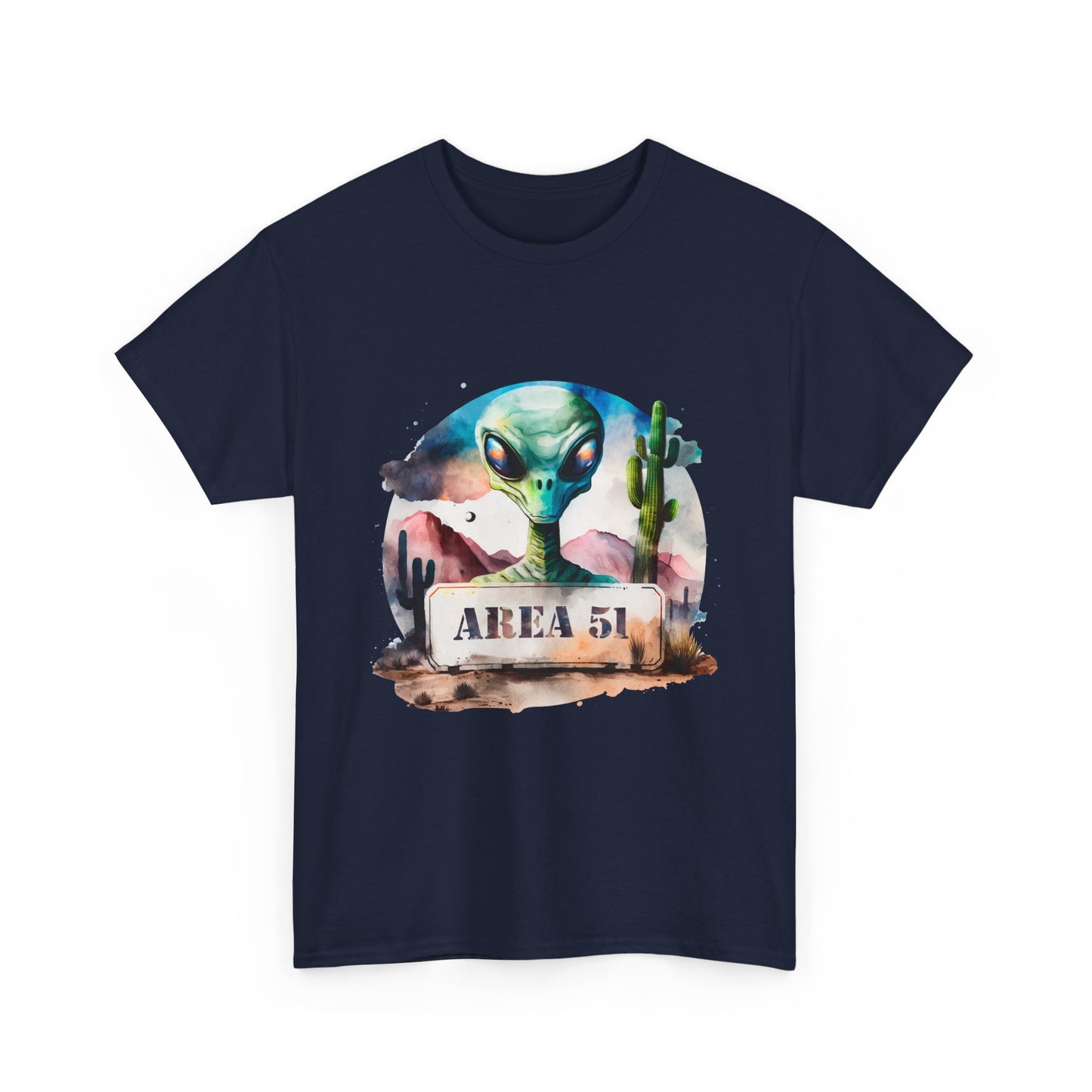 Area 51 Alien Shirt - Watercolor UFO Desert Tee, Roswell Sci-Fi Aesthetic T-Shirt