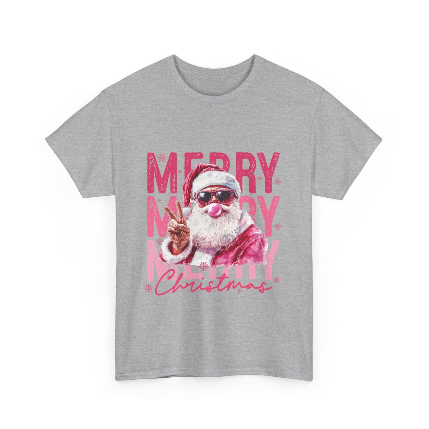 Cool Santa Bubblegum T-Shirt - Pink Merry Christmas Tee