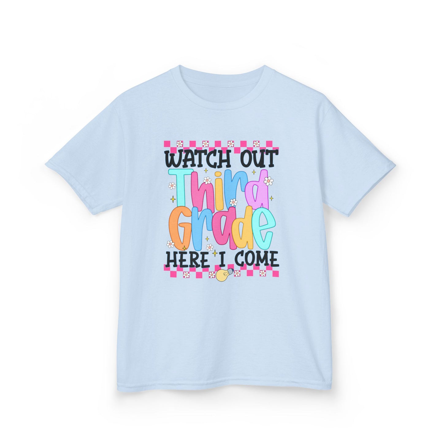 Watch Out Third Grade Shirt - Colorful Kids Back to School Tee, Heavy Cotton T-Shirt for 3rd Grade, First Day of School Outfit