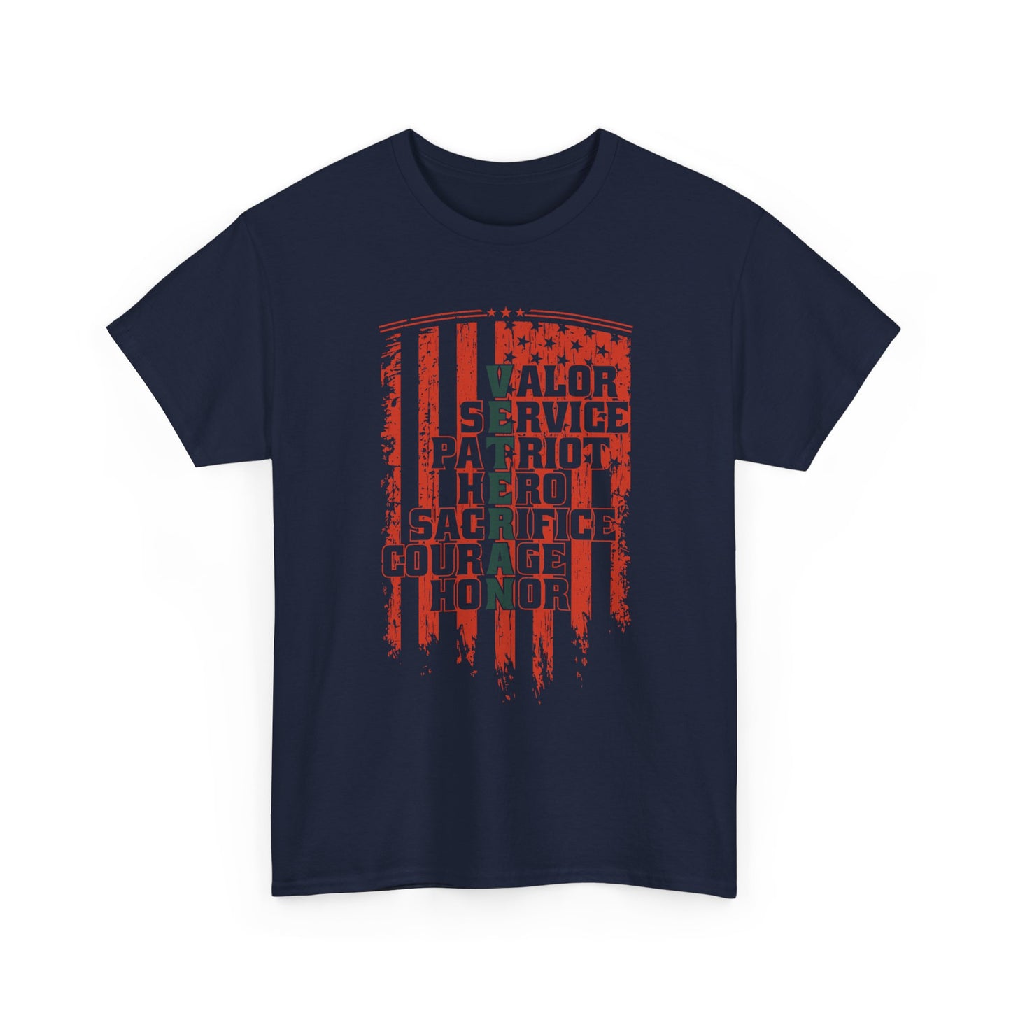 Veteran Word Art T-Shirt - Military Acronym Flag Tee