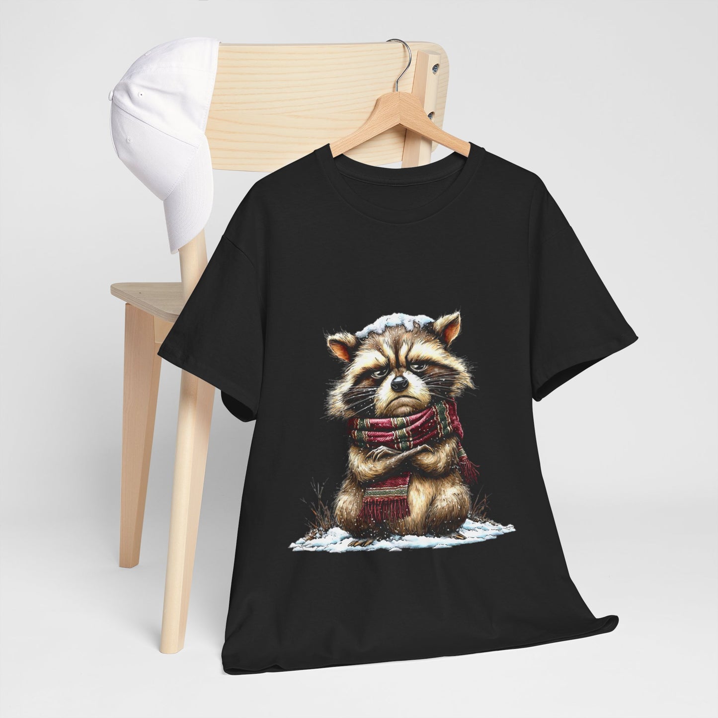 Grumpy Winter Raccoon Shirt - Funny Cozy Scarf Trash Panda Tee
