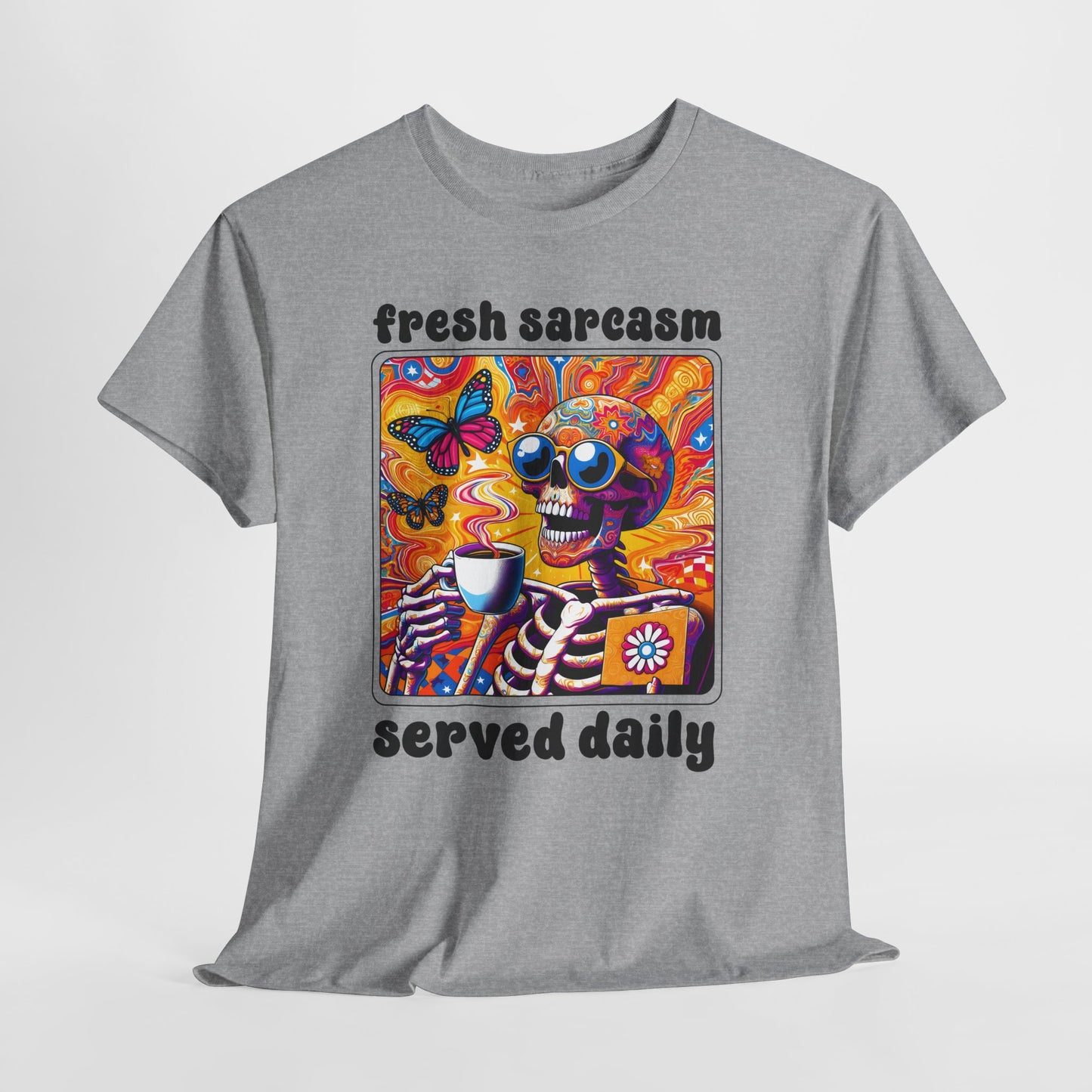 Psychedelic Coffee Skeleton T-Shirt - Trippy Boho Butterfly Tee