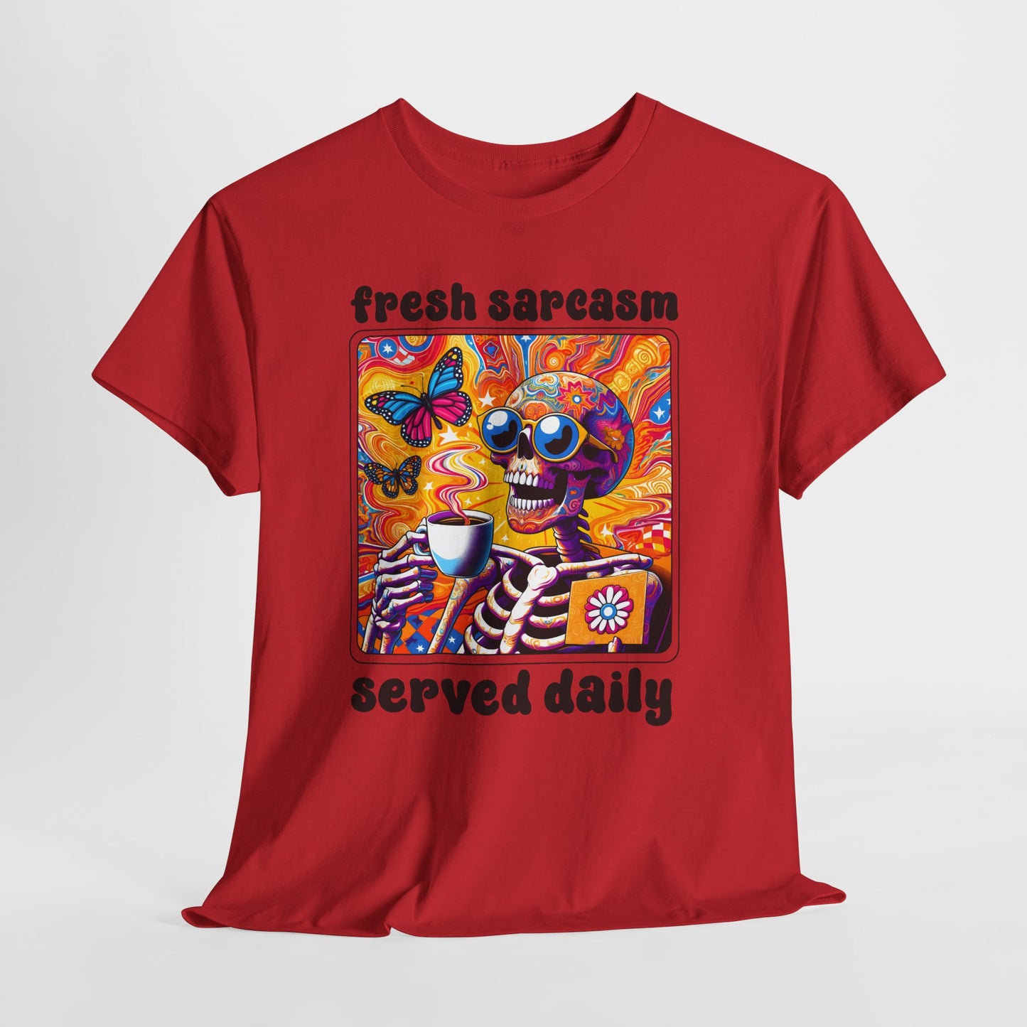 Psychedelic Coffee Skeleton T-Shirt - Trippy Boho Butterfly Tee
