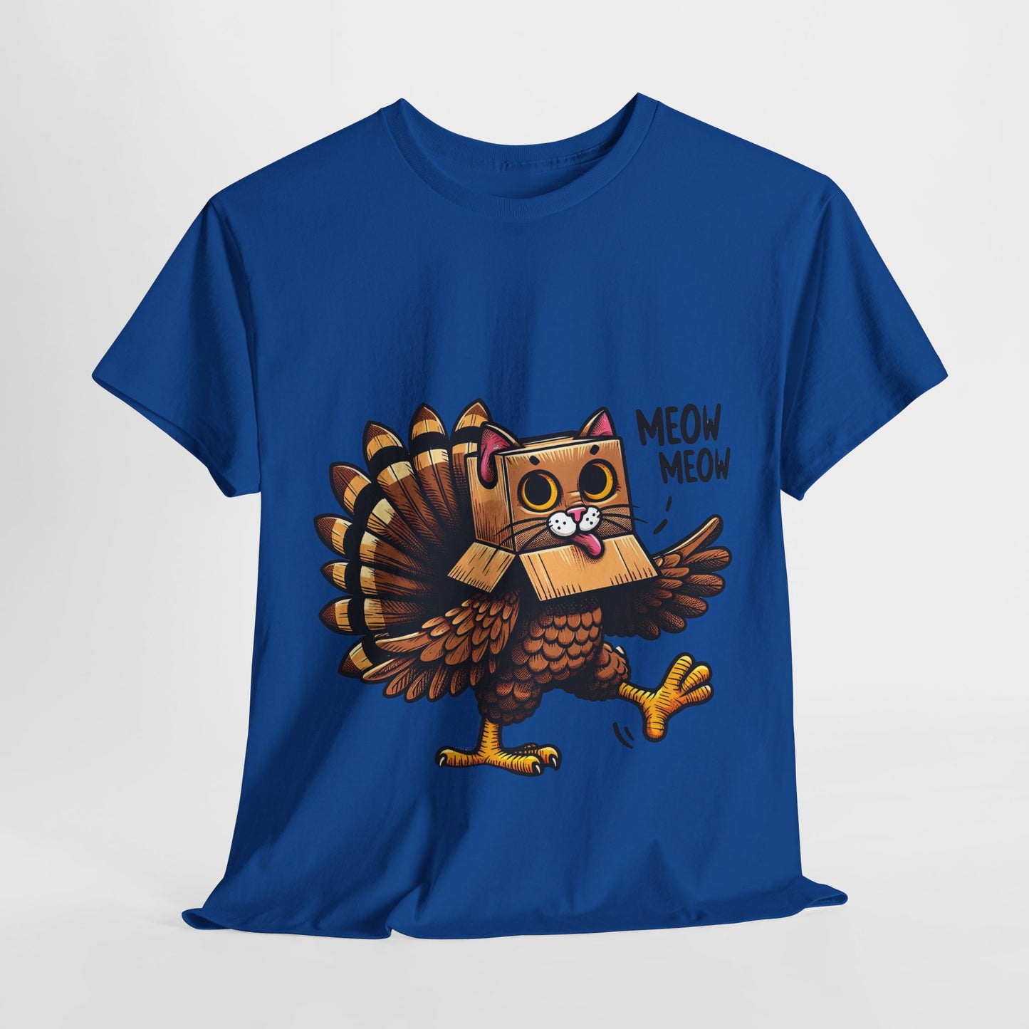 Funny Turkey Cat T-Shirt - Thanksgiving Meow Meow Cat Lover Tee