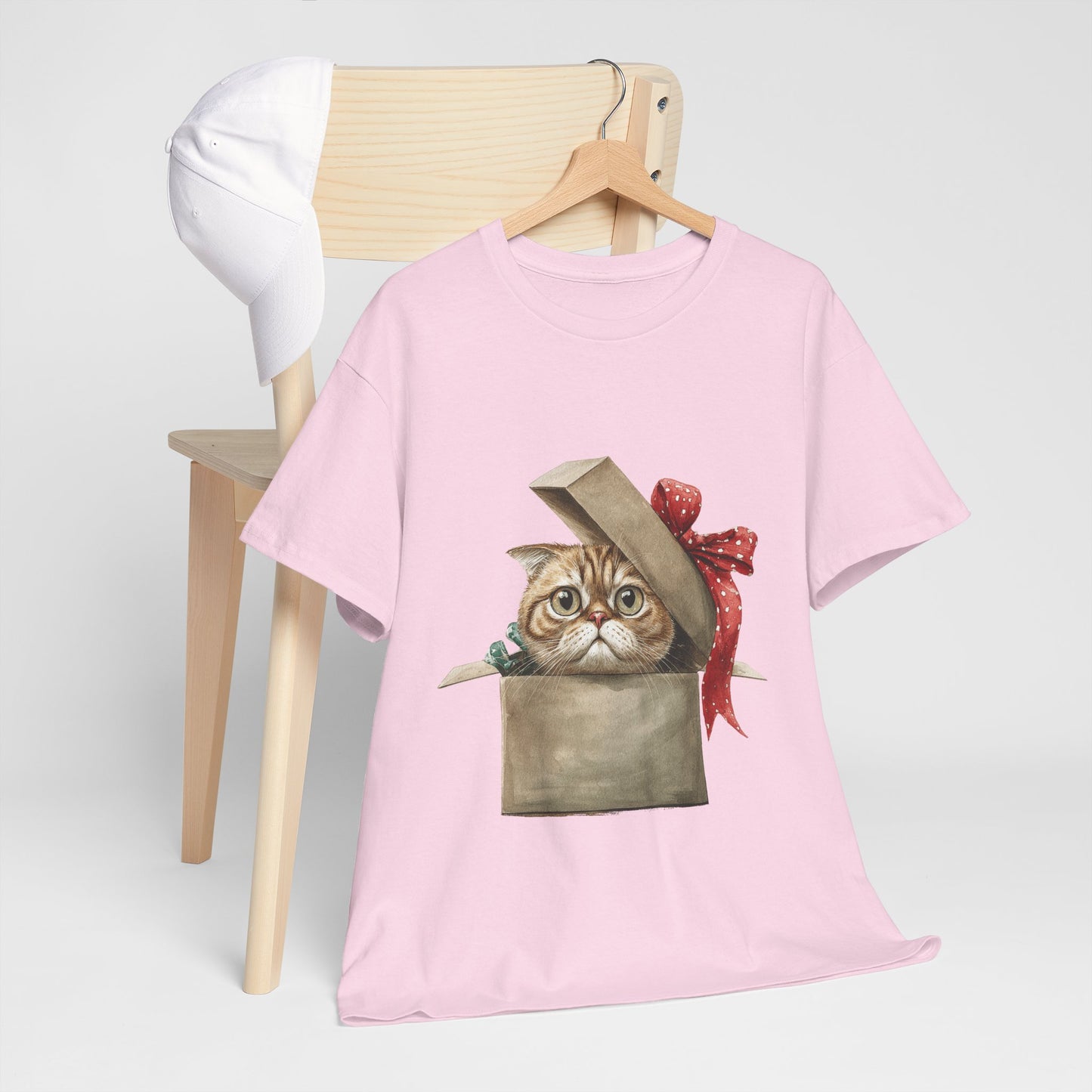 Christmas Gift Box Cat T-Shirt - Kitty in Present Tee