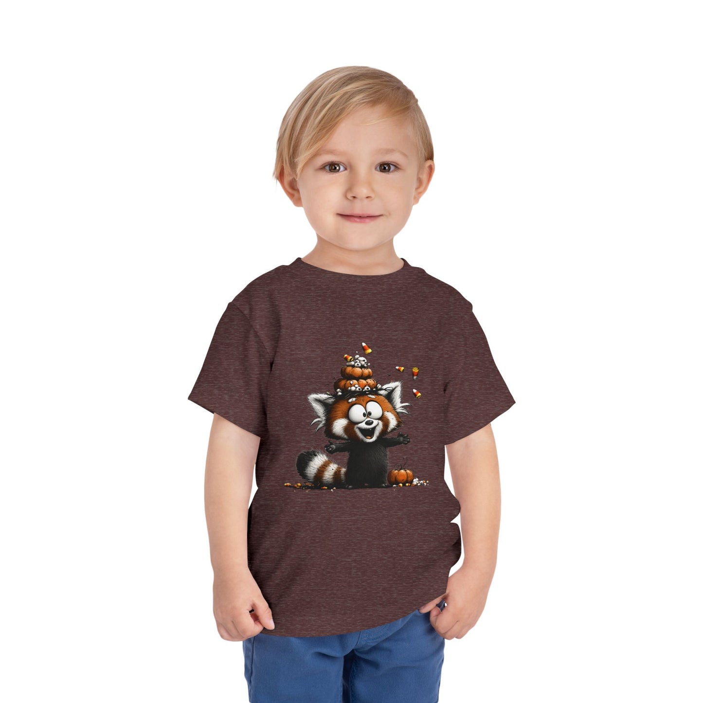 Red Panda Kids Halloween T-Shirt - Candy Corn & Pumpkins Toddler Tee