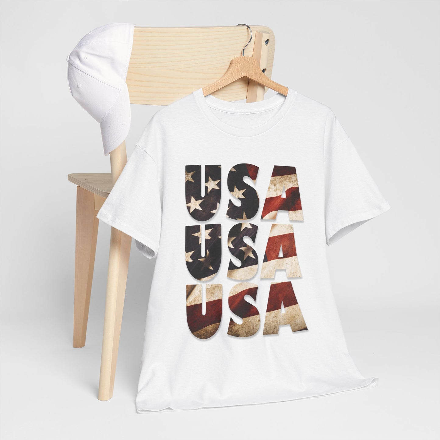 Vintage USA Flag T-Shirt - Distressed American Flag 4th of July Tee