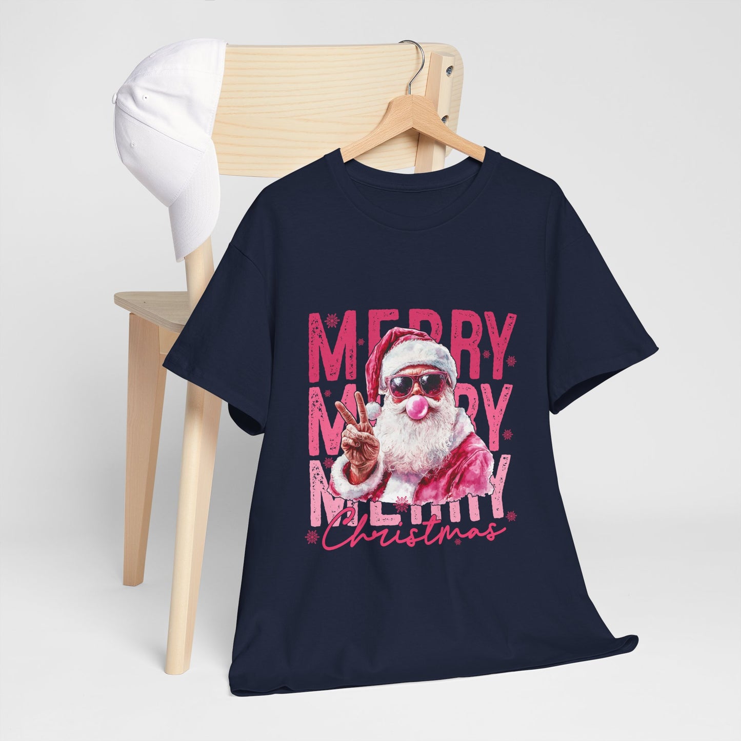 Cool Santa Bubblegum T-Shirt - Pink Merry Christmas Tee