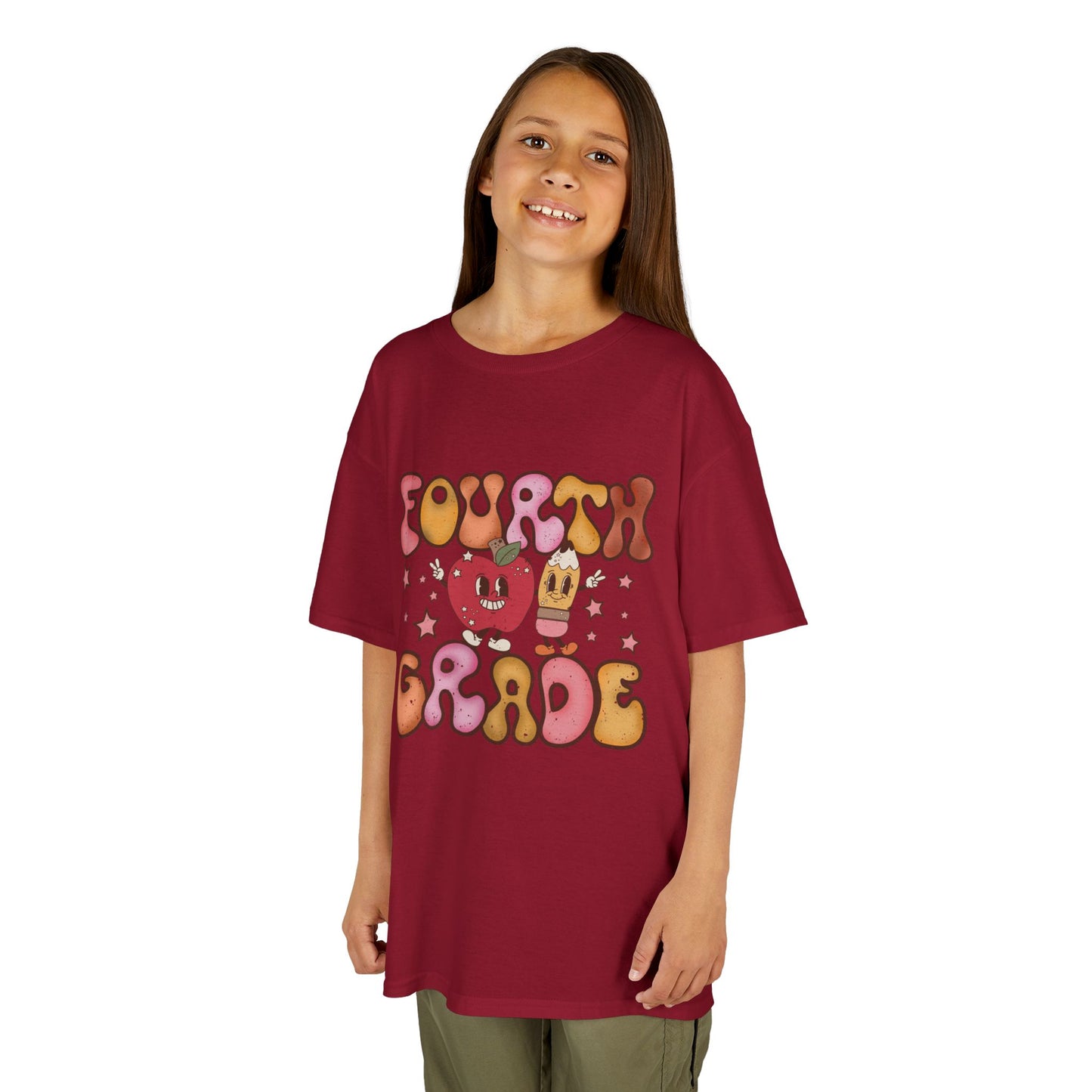 Fourth Grade Bubble Letters T-Shirt | Retro Kawaii Back to School Kids Tee