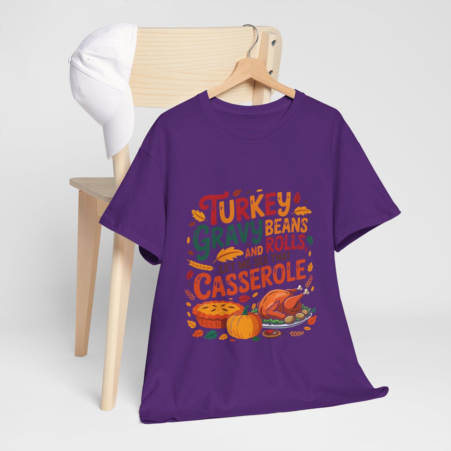 Thanksgiving Casserole T-Shirt - Funny Turkey Gravy Beans & Rolls Foodie Tee