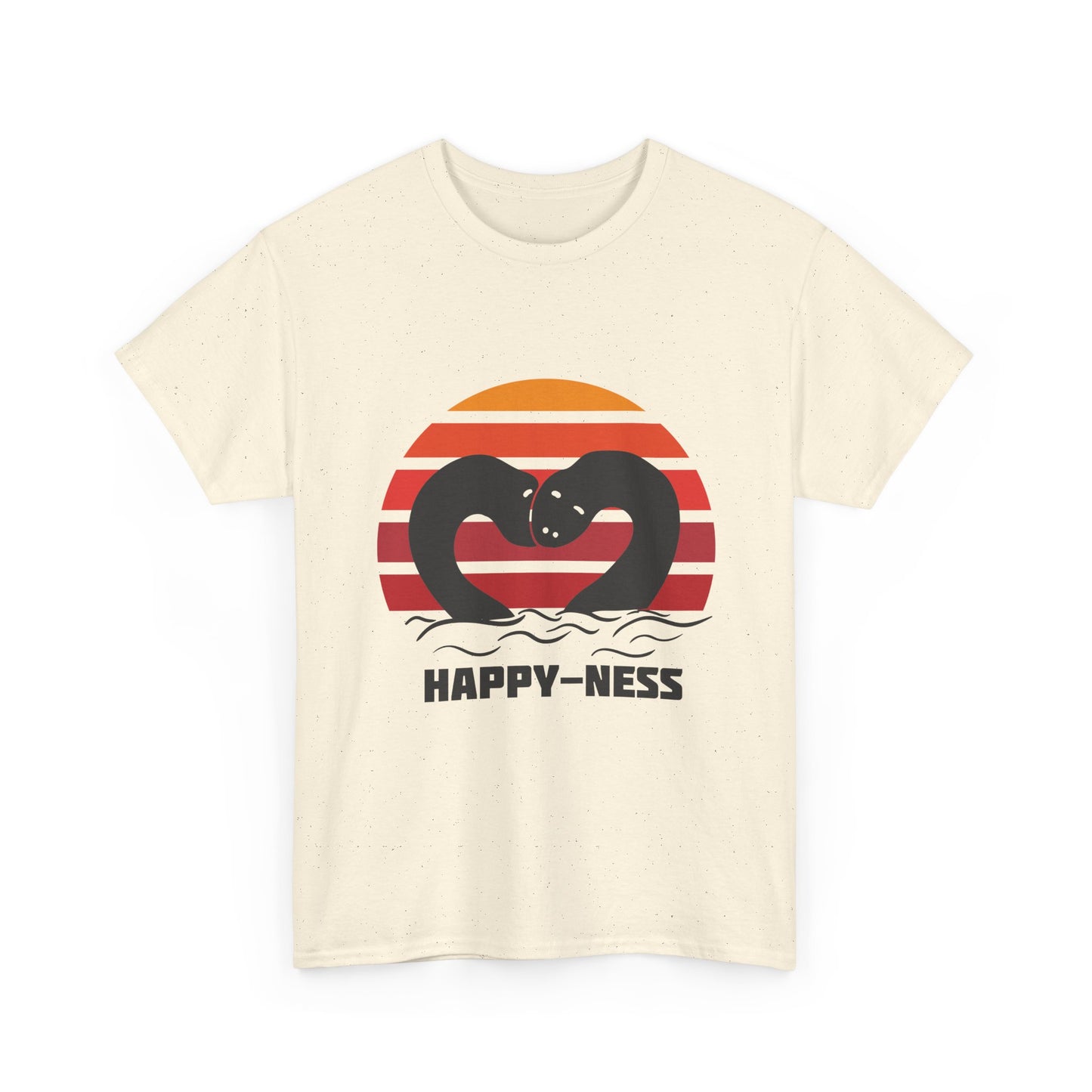 Happy-Ness Loch Ness Shirt - Cute Nessie Heart Retro Sunset Tee - Scotland Souvenir