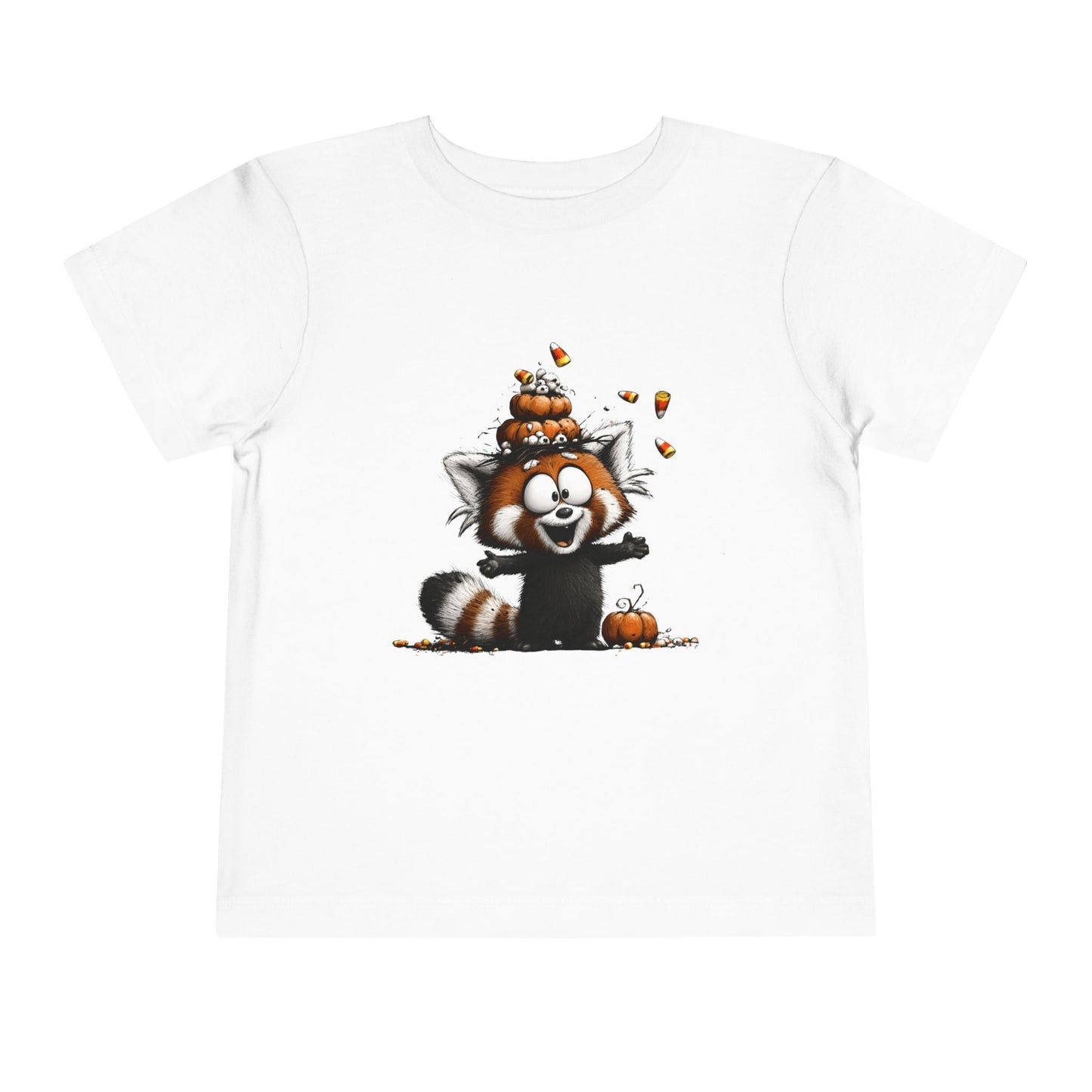 Red Panda Kids Halloween T-Shirt - Candy Corn & Pumpkins Toddler Tee