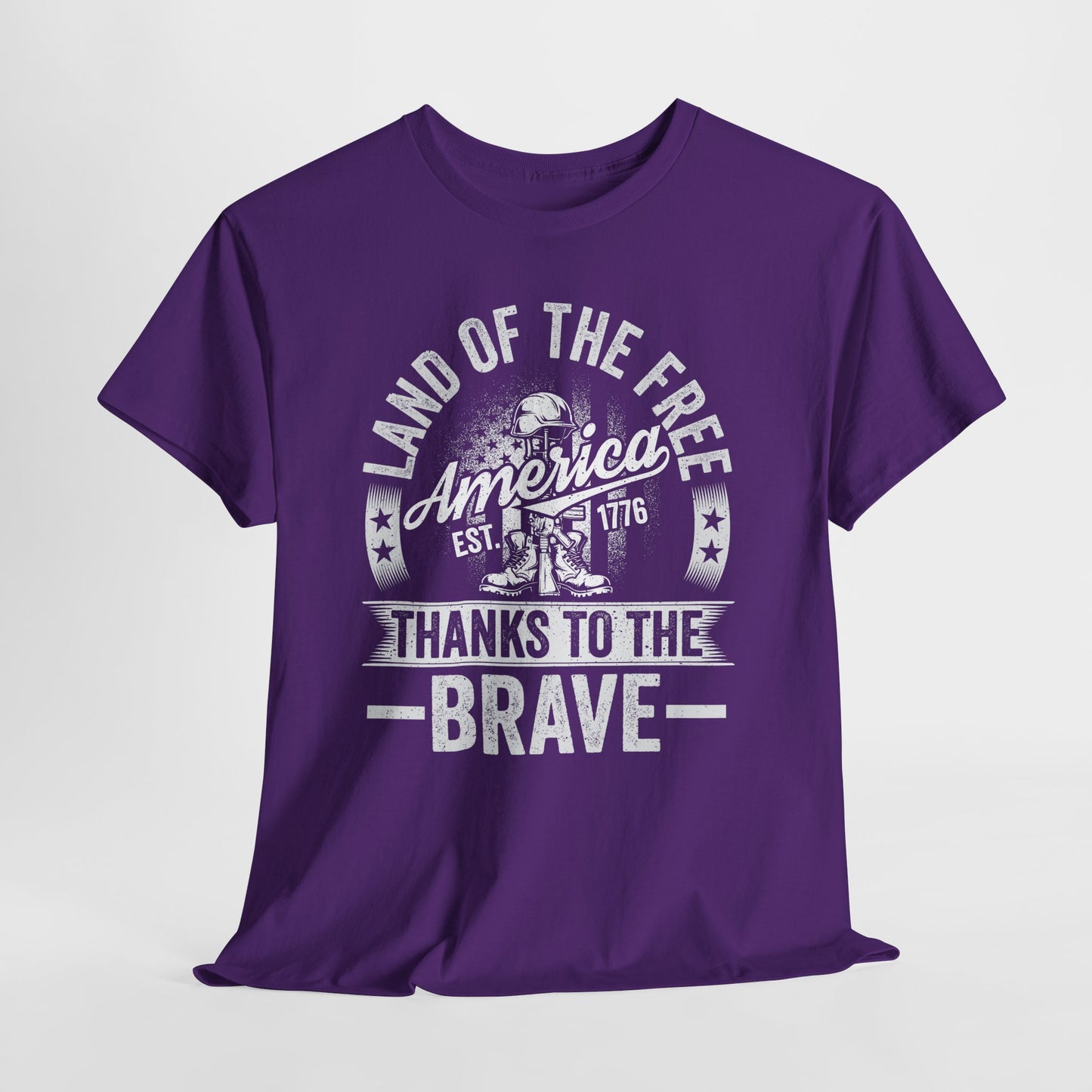 Land of the Free T-Shirt - Battlefield Cross & Flag Memorial Tee