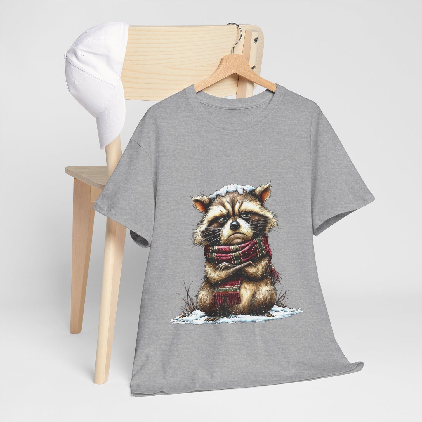 Grumpy Winter Raccoon Shirt - Funny Cozy Scarf Trash Panda Tee