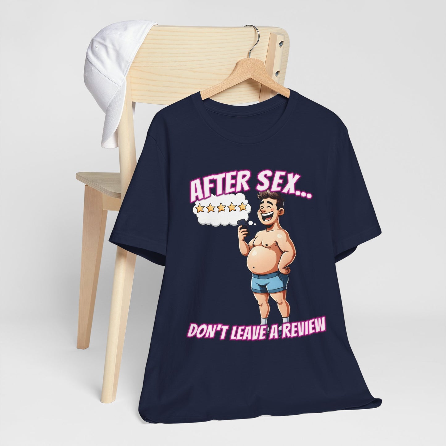 After Sex Don't Leave a Review Shirt - Funny 5 Star Guy Cartoon Tee - Sarcastic Dating Humor T-Shirt for Men